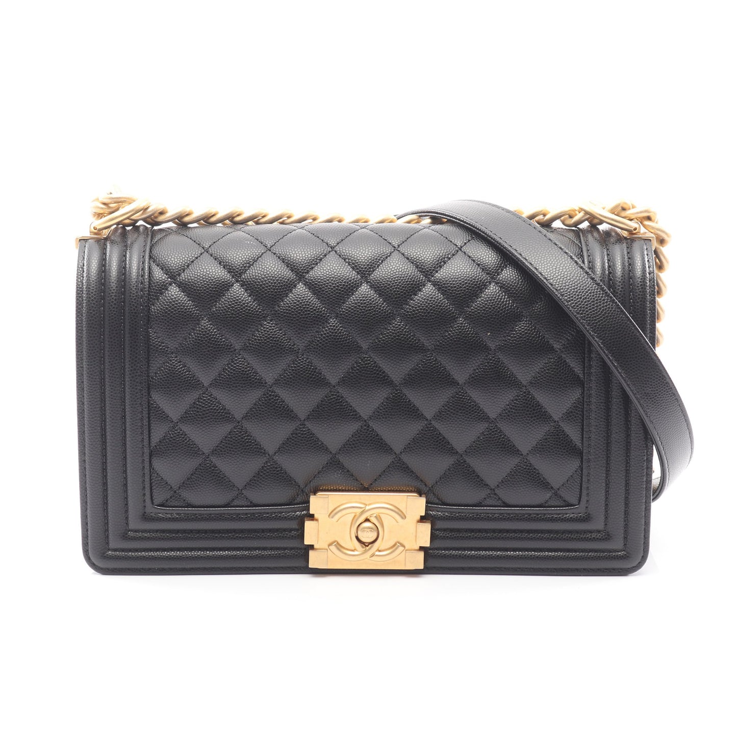 ボーイシャネル チェーンショルダーバッグ キャビアスキン ブラック ゴールド金具 シャネル バッグ CHANEL