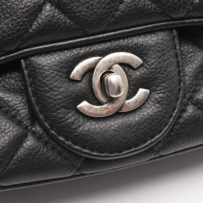 マトラッセ アンティークシルバー金具 チェーンショルダーバッグ レザー ブラック シャネル バッグ CHANEL