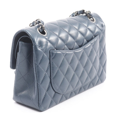 マトラッセ Wフラップ Wチェーンショルダーバッグ レザー ブルーグレー シルバー金具 シャネル バッグ CHANEL
