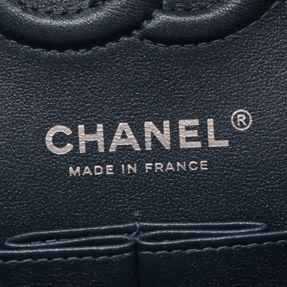 マトラッセ Wフラップ Wチェーンショルダーバッグ レザー ブルーグレー シルバー金具 シャネル バッグ CHANEL
