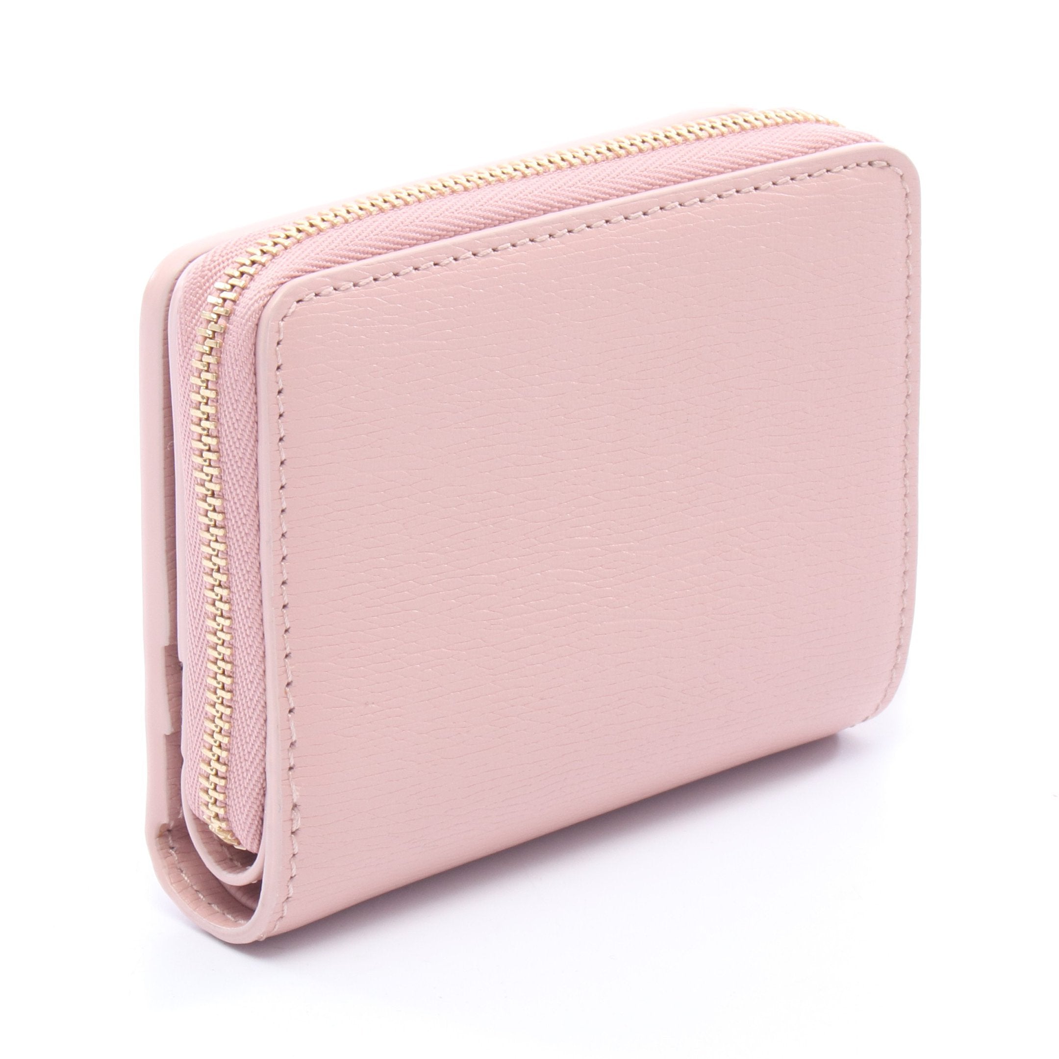GUCCI ピンクレザー 二つ折り財布 グッチ GUCCI スクリプト ミニ ウォレット 二つ折り財布 レザー ピンク グッチ