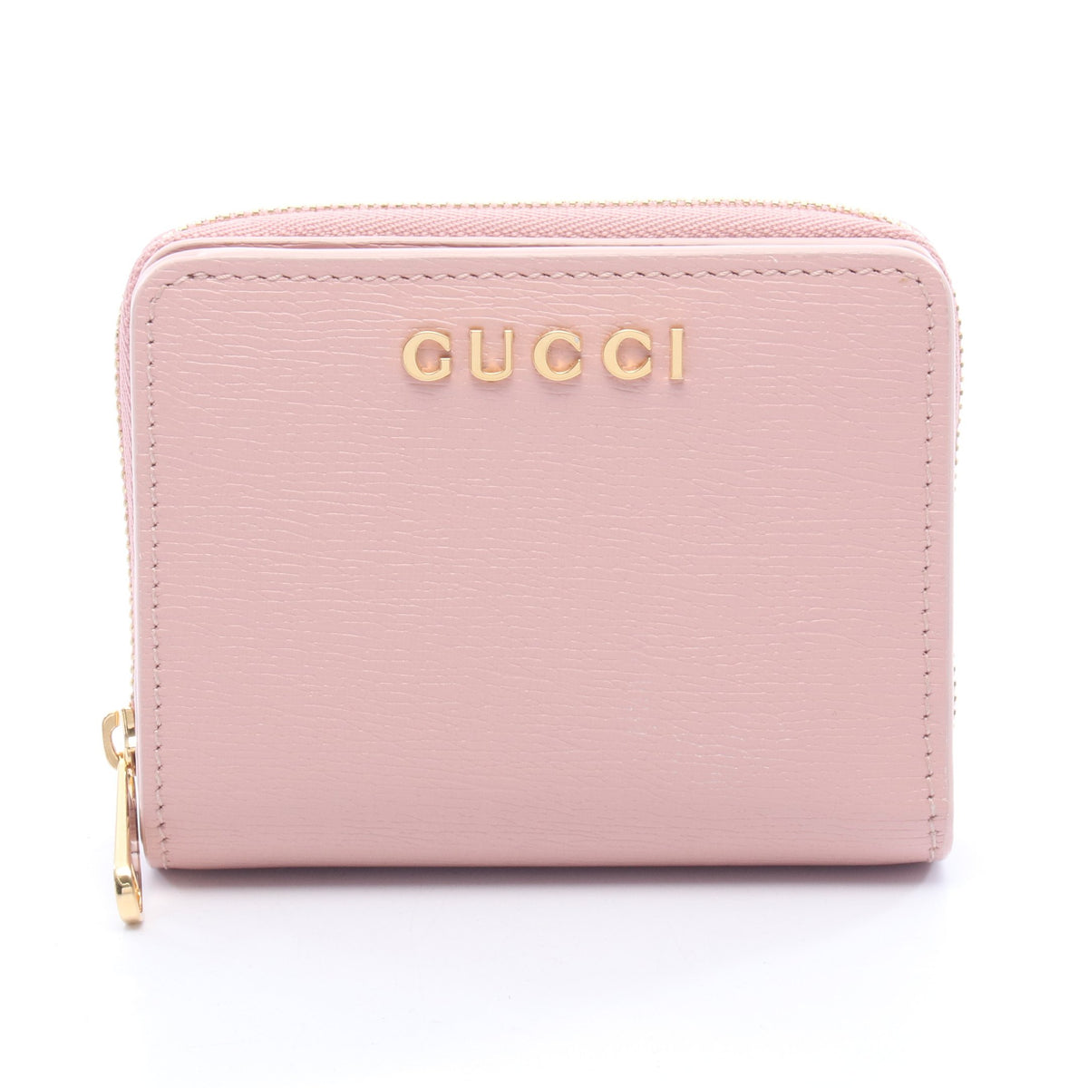 GUCCI スクリプト ミニ ウォレット 二つ折り財布 レザー ピンク グッチ 