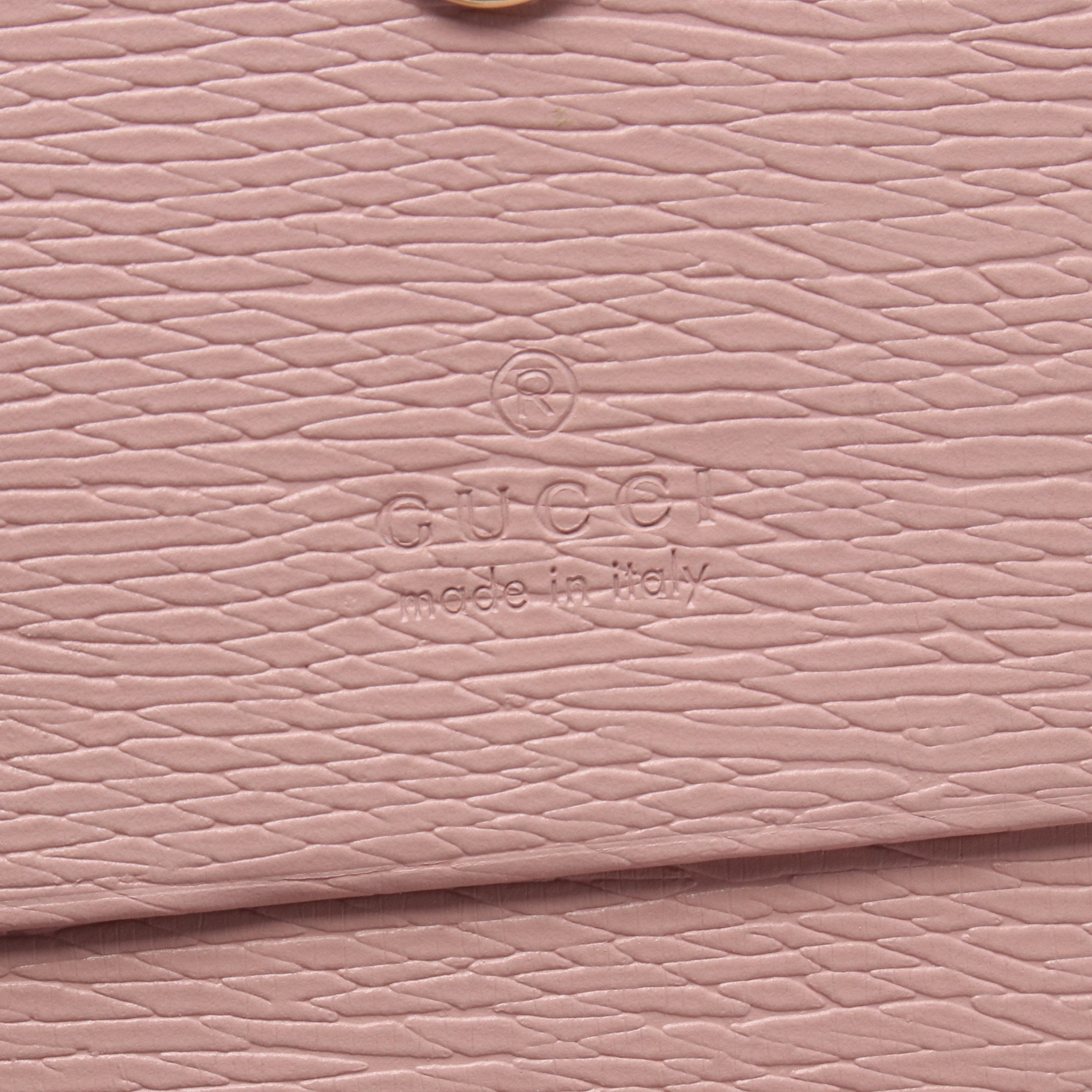 GUCCI スクリプト ミニ ウォレット 二つ折り財布 レザー ピンク グッチ