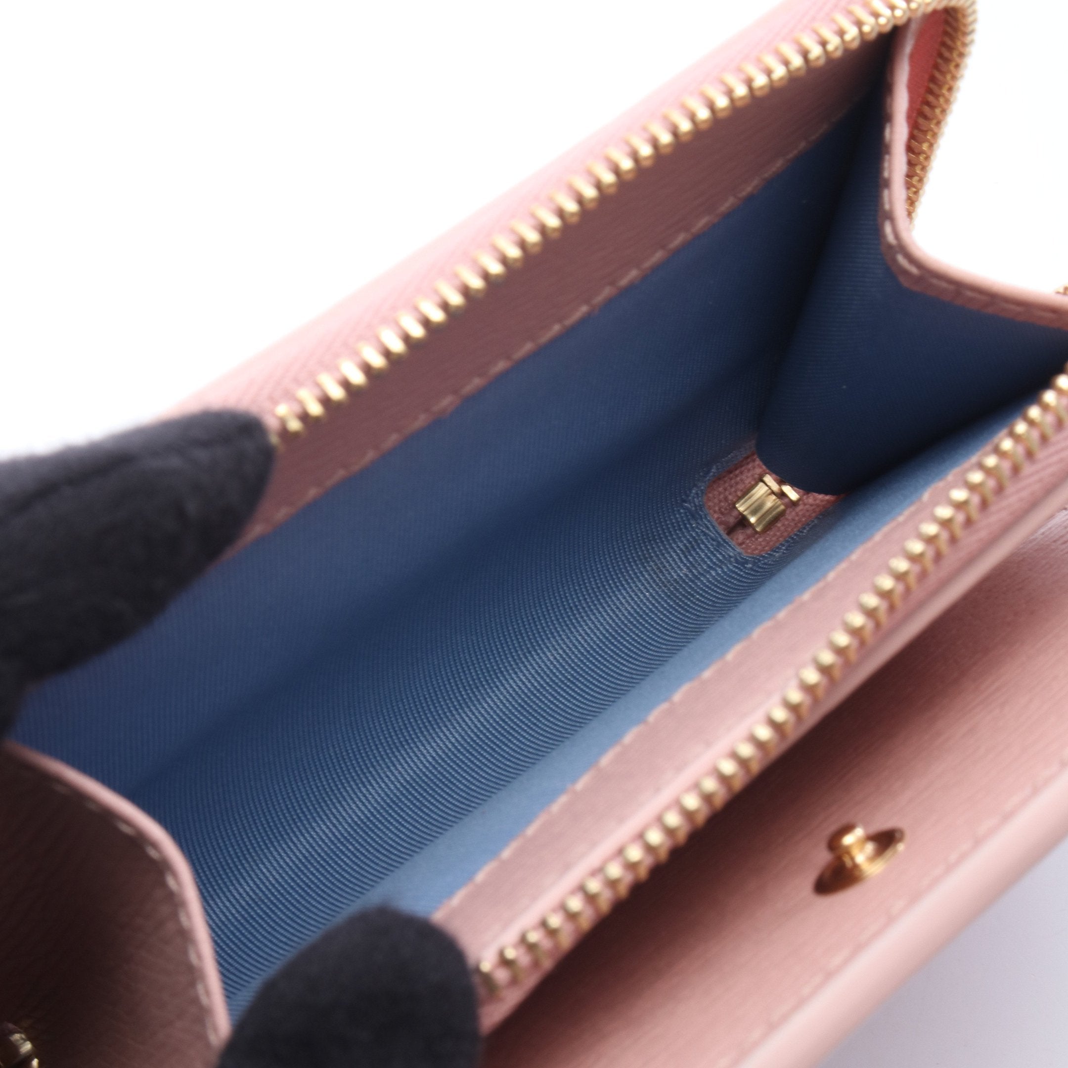 GUCCI スクリプト ミニ ウォレット 二つ折り財布 レザー ピンク グッチ