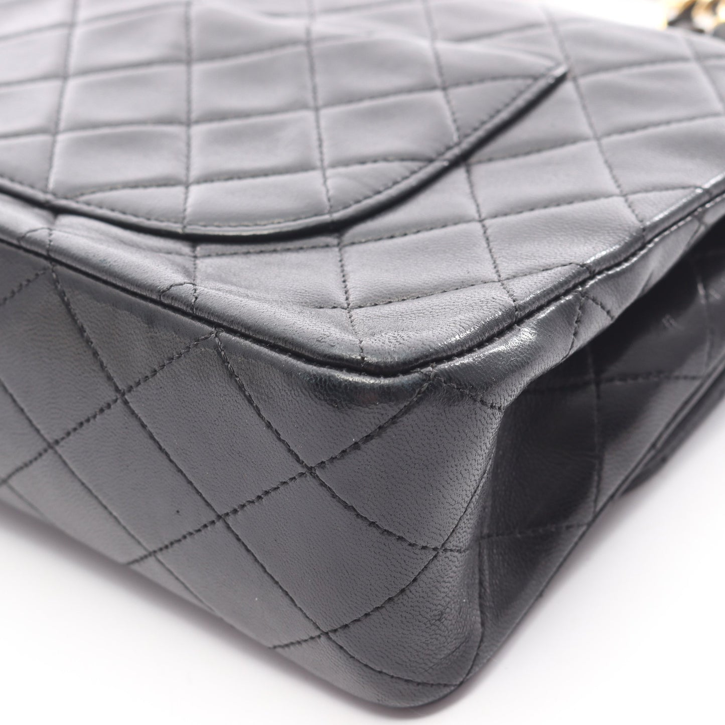 マトラッセ Wフラップ Wチェーンショルダーバッグ ラムスキン ブラック ゴールド金具 シャネル バッグ CHANEL