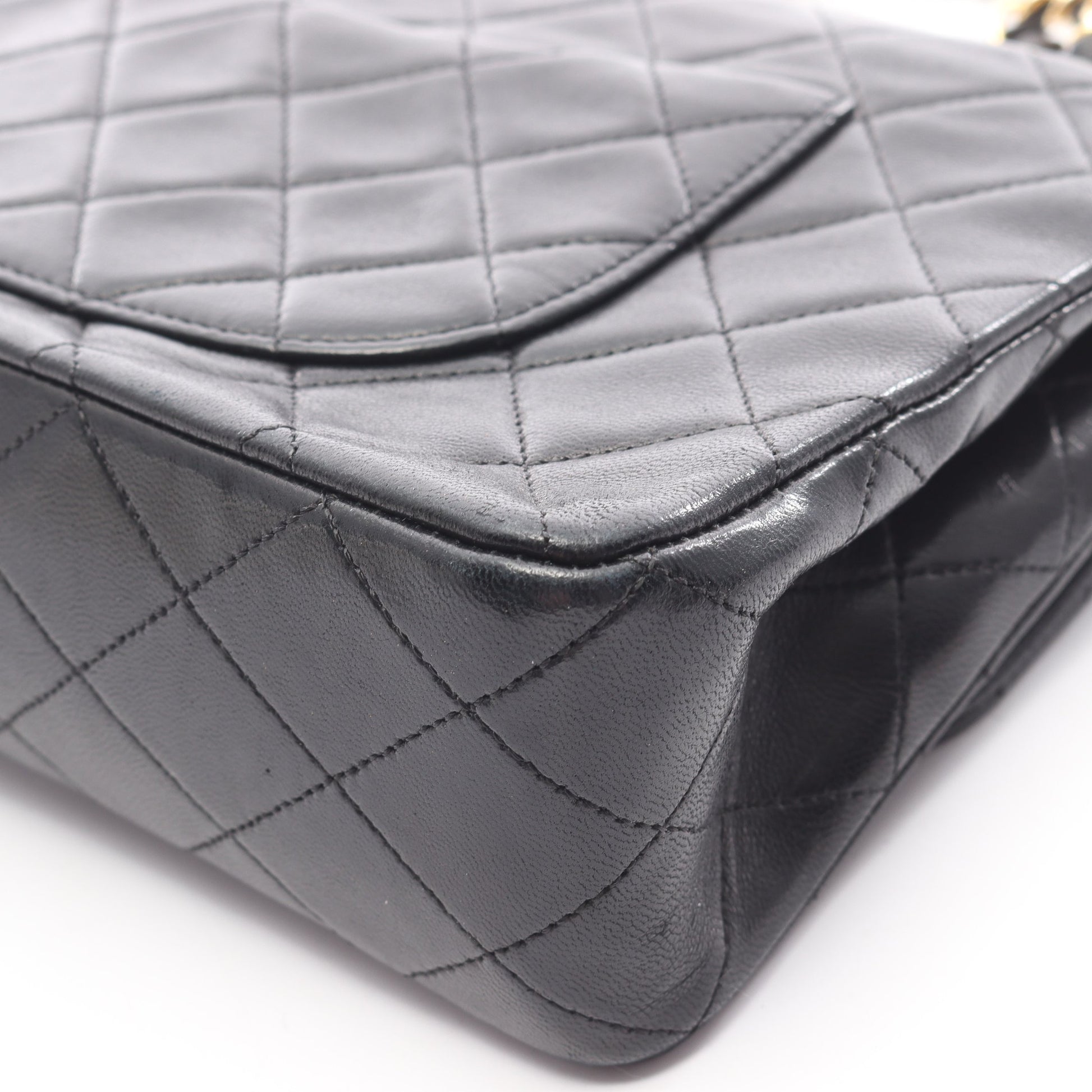 マトラッセ Wフラップ Wチェーンショルダーバッグ ラムスキン ブラック ゴールド金具 シャネル バッグ CHANEL