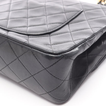 マトラッセ Wフラップ Wチェーンショルダーバッグ ラムスキン ブラック ゴールド金具 シャネル バッグ CHANEL