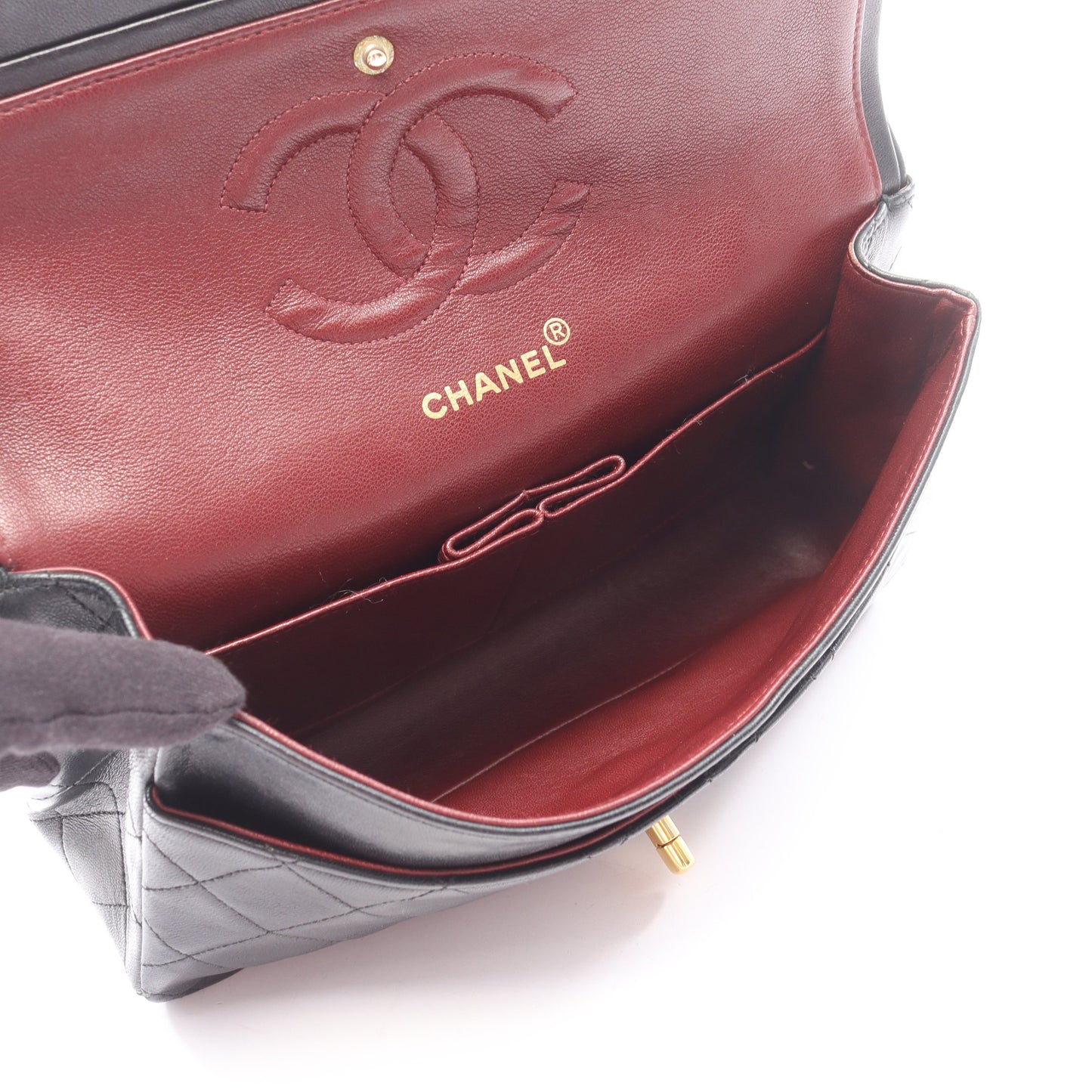 マトラッセ Wフラップ Wチェーンショルダーバッグ ラムスキン ブラック ゴールド金具 シャネル バッグ CHANEL