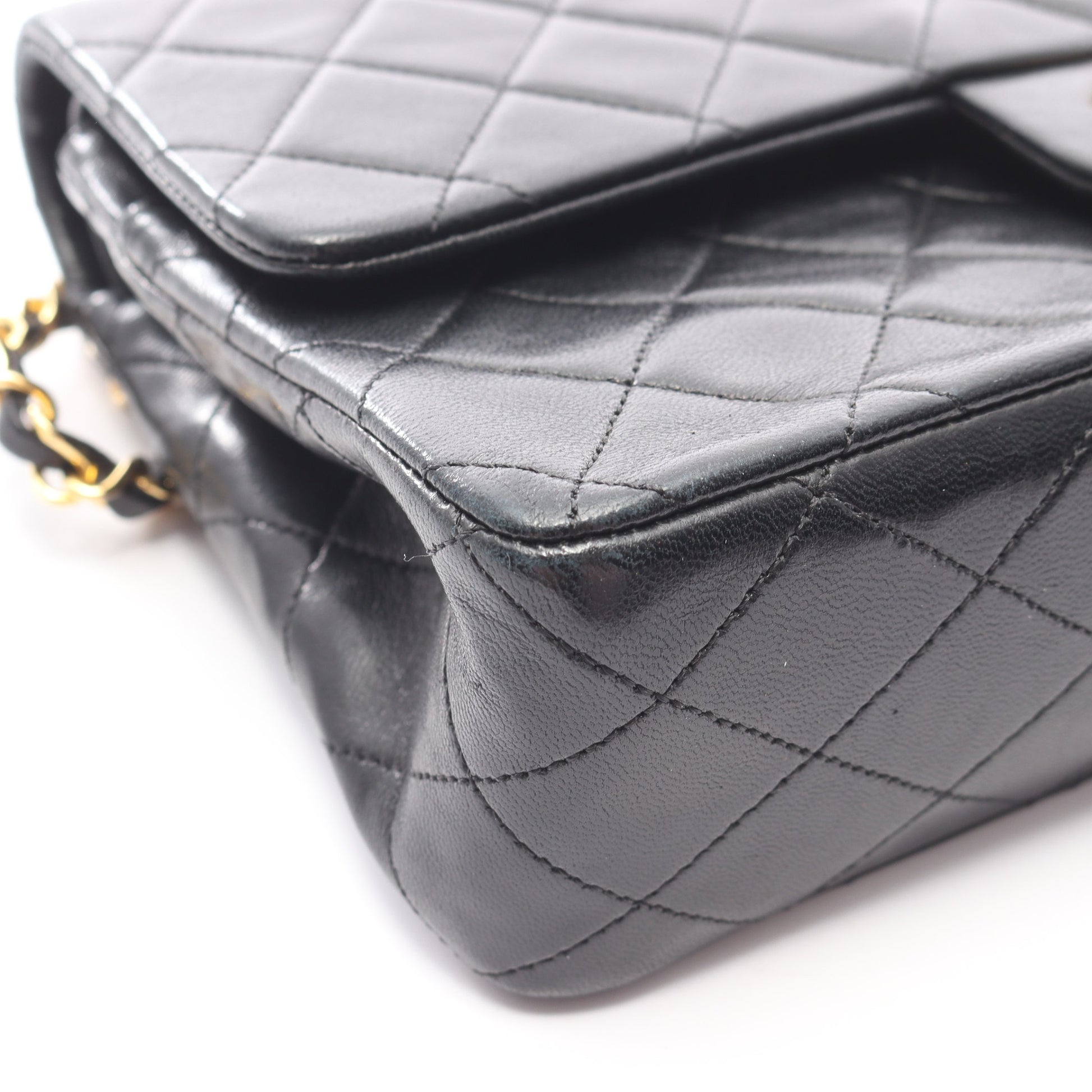 マトラッセ Wフラップ Wチェーンショルダーバッグ ラムスキン ブラック ゴールド金具 シャネル バッグ CHANEL