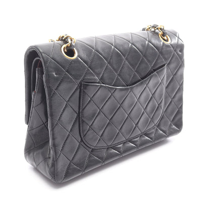 マトラッセ Wフラップ Wチェーンショルダーバッグ ラムスキン ブラック ゴールド金具 シャネル バッグ CHANEL