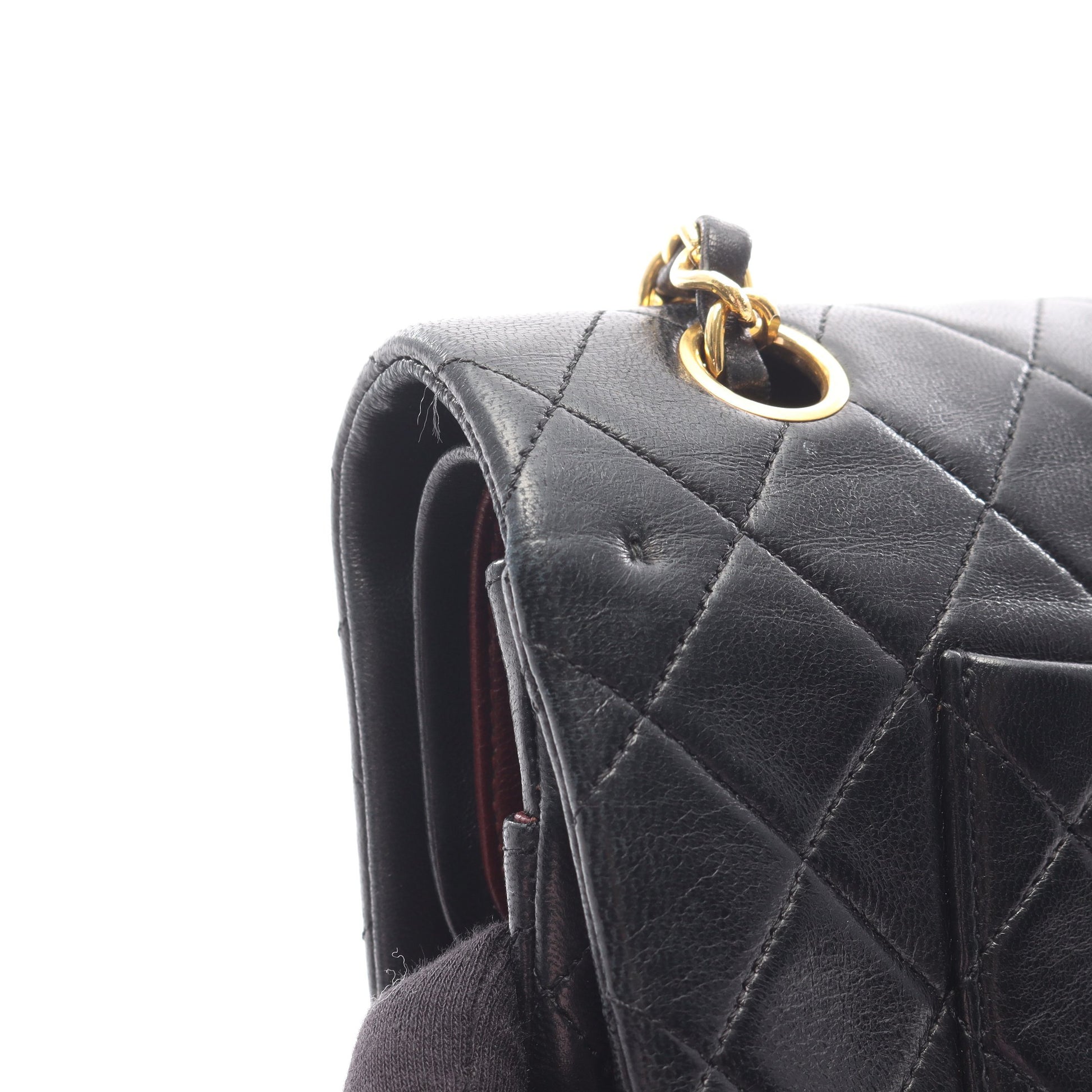 マトラッセ Wフラップ Wチェーンショルダーバッグ ラムスキン ブラック ゴールド金具 シャネル バッグ CHANEL