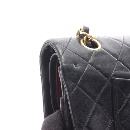 マトラッセ Wフラップ Wチェーンショルダーバッグ ラムスキン ブラック ゴールド金具 シャネル バッグ CHANEL