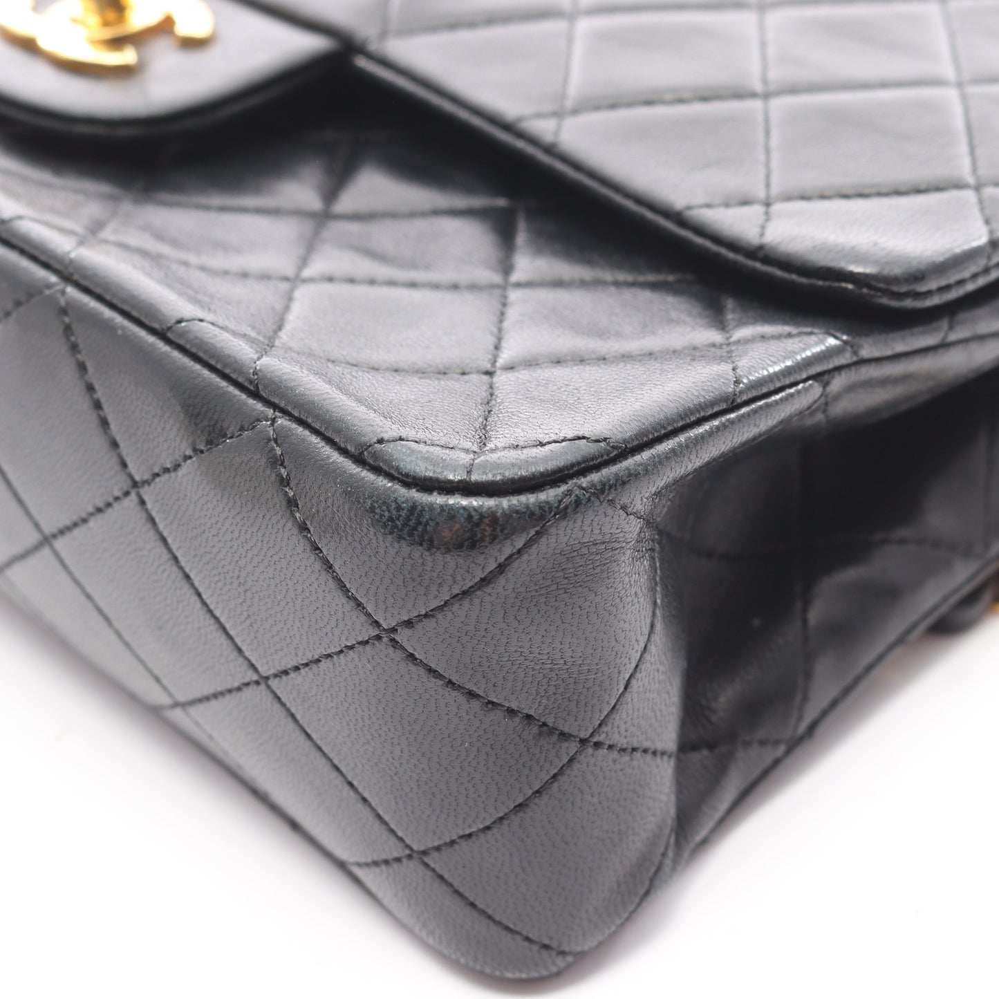 マトラッセ Wフラップ Wチェーンショルダーバッグ ラムスキン ブラック ゴールド金具 シャネル バッグ CHANEL