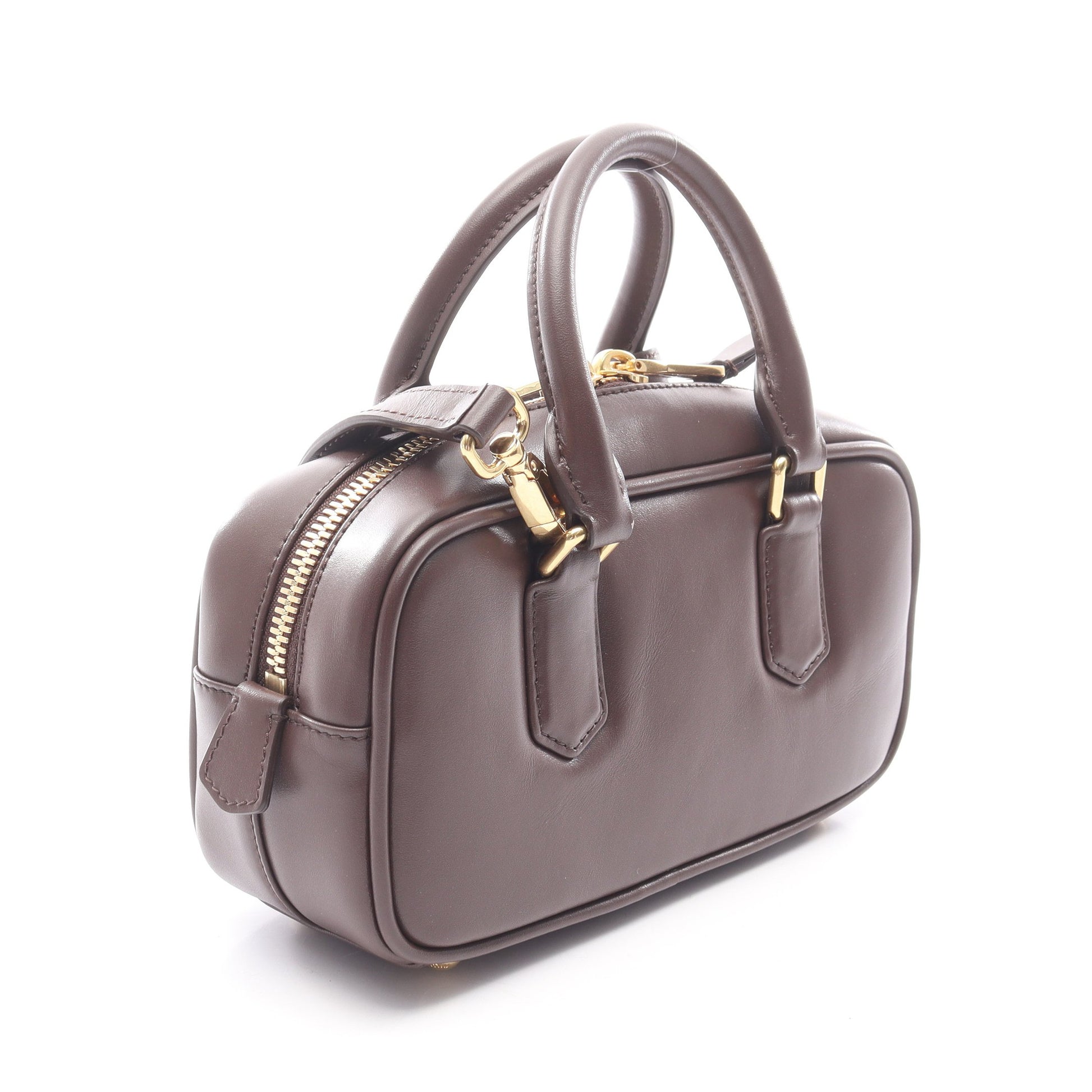 MATELASSE マテラッセ 2WAY ハンドバッグ レザー ダークブラウン ミュウミュウ バッグ miu miu