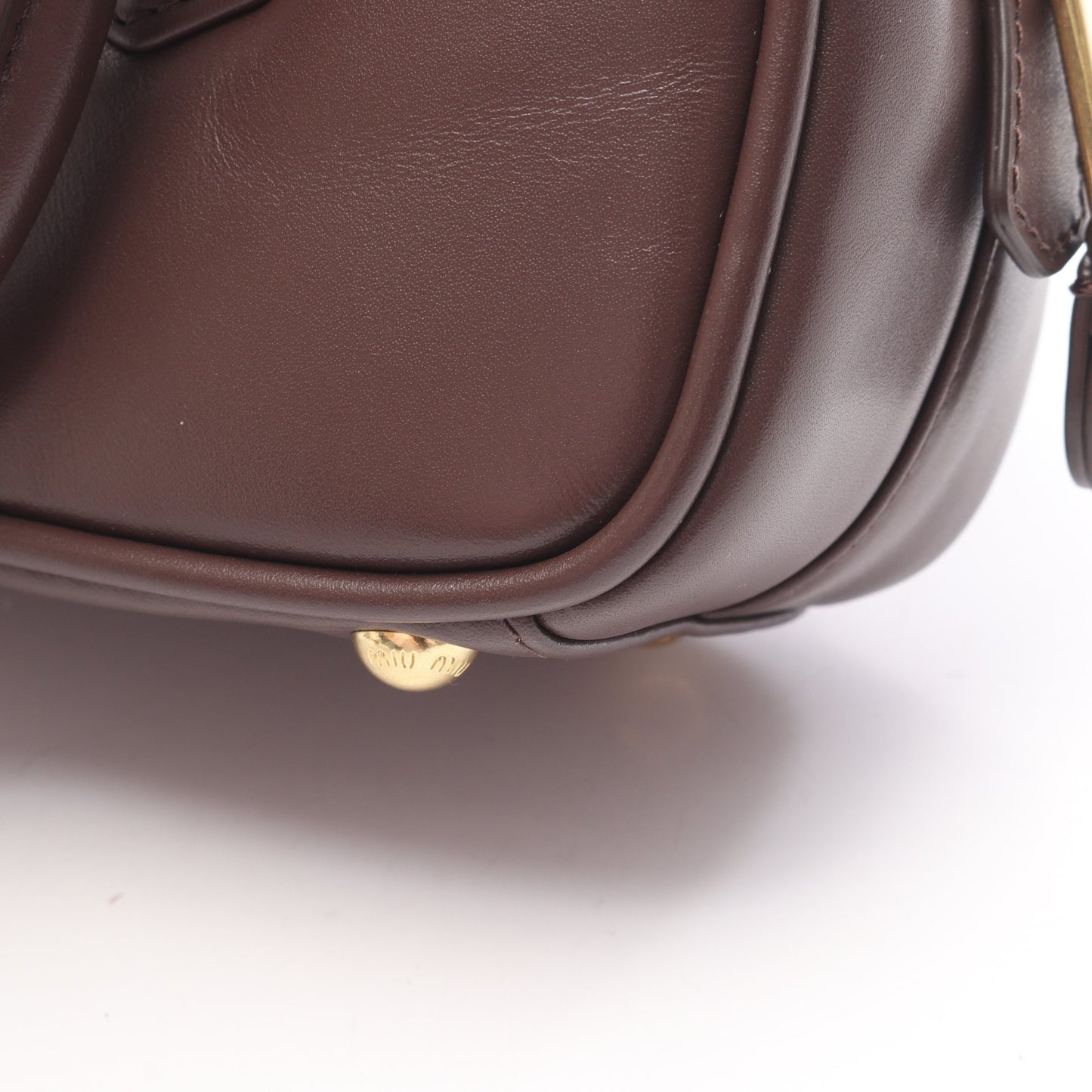 MATELASSE マテラッセ 2WAY ハンドバッグ レザー ダークブラウン ミュウミュウ バッグ miu miu