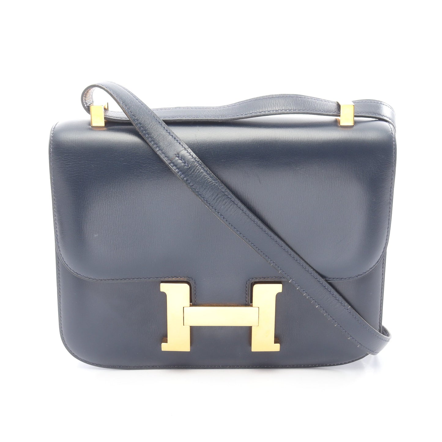 コンスタンス23 ブルーネイビー ショルダーバッグ ボックスカーフ ネイビー ゴールド金具 ○I刻印 エルメス バッグ HERMES