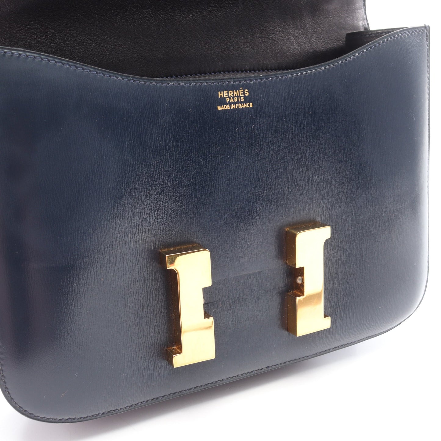 コンスタンス23 ブルーネイビー ショルダーバッグ ボックスカーフ ネイビー ゴールド金具 ○I刻印 エルメス バッグ HERMES