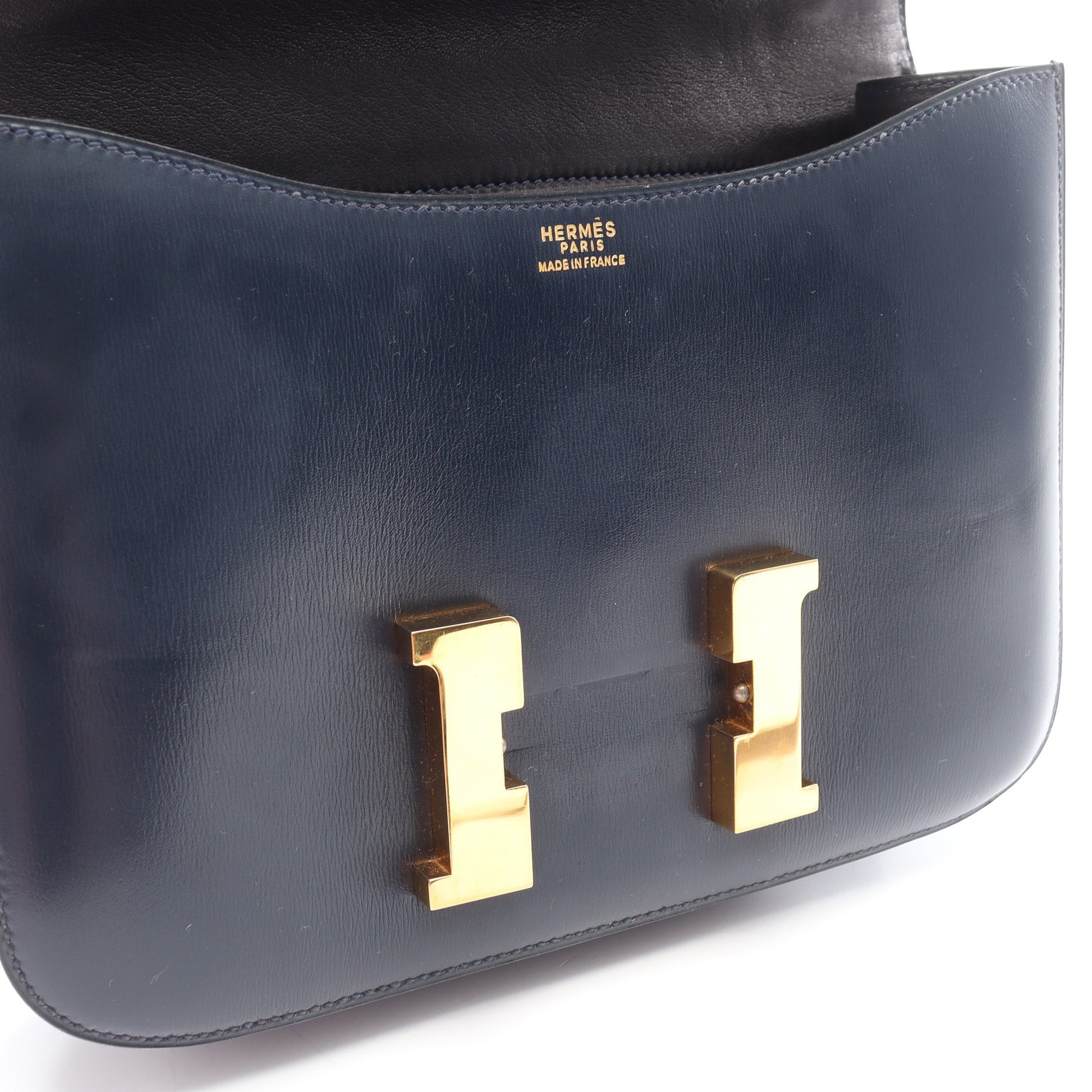 コンスタンス23 ブルーネイビー ショルダーバッグ ボックスカーフ ネイビー ゴールド金具 ○I刻印 エルメス バッグ HERMES