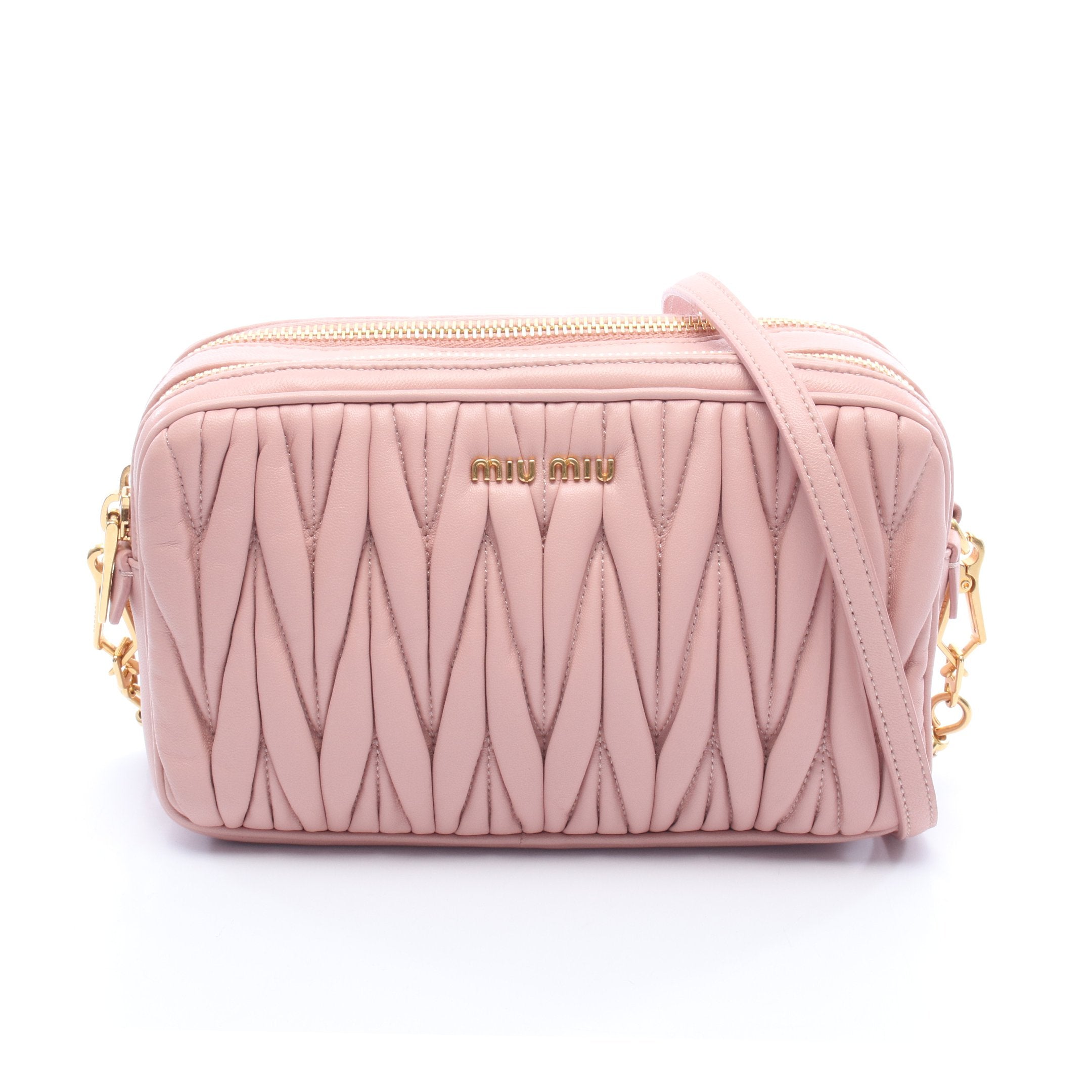 【正規品】ミュウミュウ ショルダーバッグ マトラッセ ピンクベージュ miu miu（ミュウミュウ） バッグ レディース マテラッセ チェーン