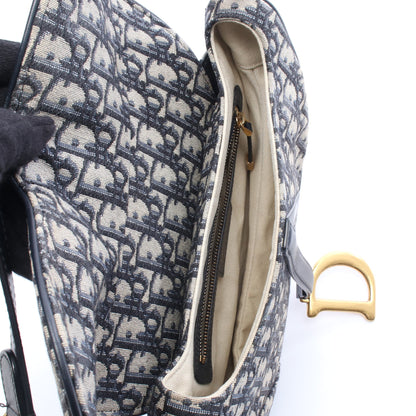 SADDLE サドル オブリーク ハンドバッグ キャンバス レザー ネイビー ベージュ クリスチャンディオール バッグ Christian Dior