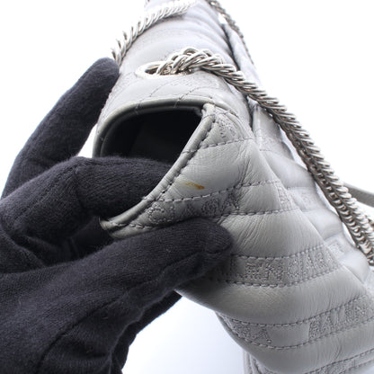 BBラウンド チェーンショルダーバッグ レザー グレー バレンシアガ バッグ BALENCIAGA