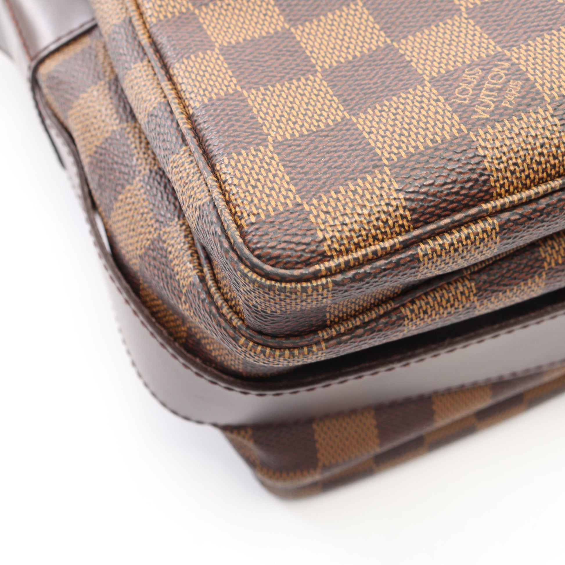 ナヴィグリオ ダミエエベヌ ショルダーバッグ PVC レザー ブラウン ルイヴィトン バッグ LOUIS VUITTON
