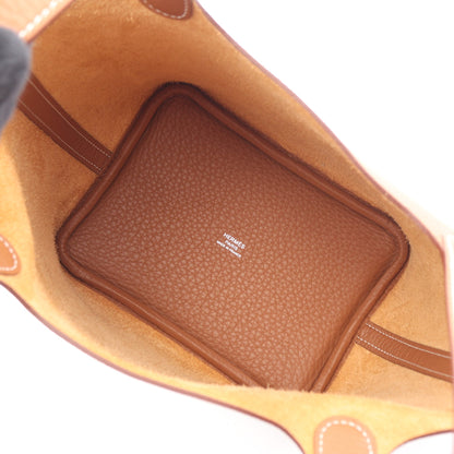 ピコタンロックPM ゴールド ハンドバッグ トリヨンクレマンス ブラウン シルバー金具 K刻印 エルメス バッグ HERMES