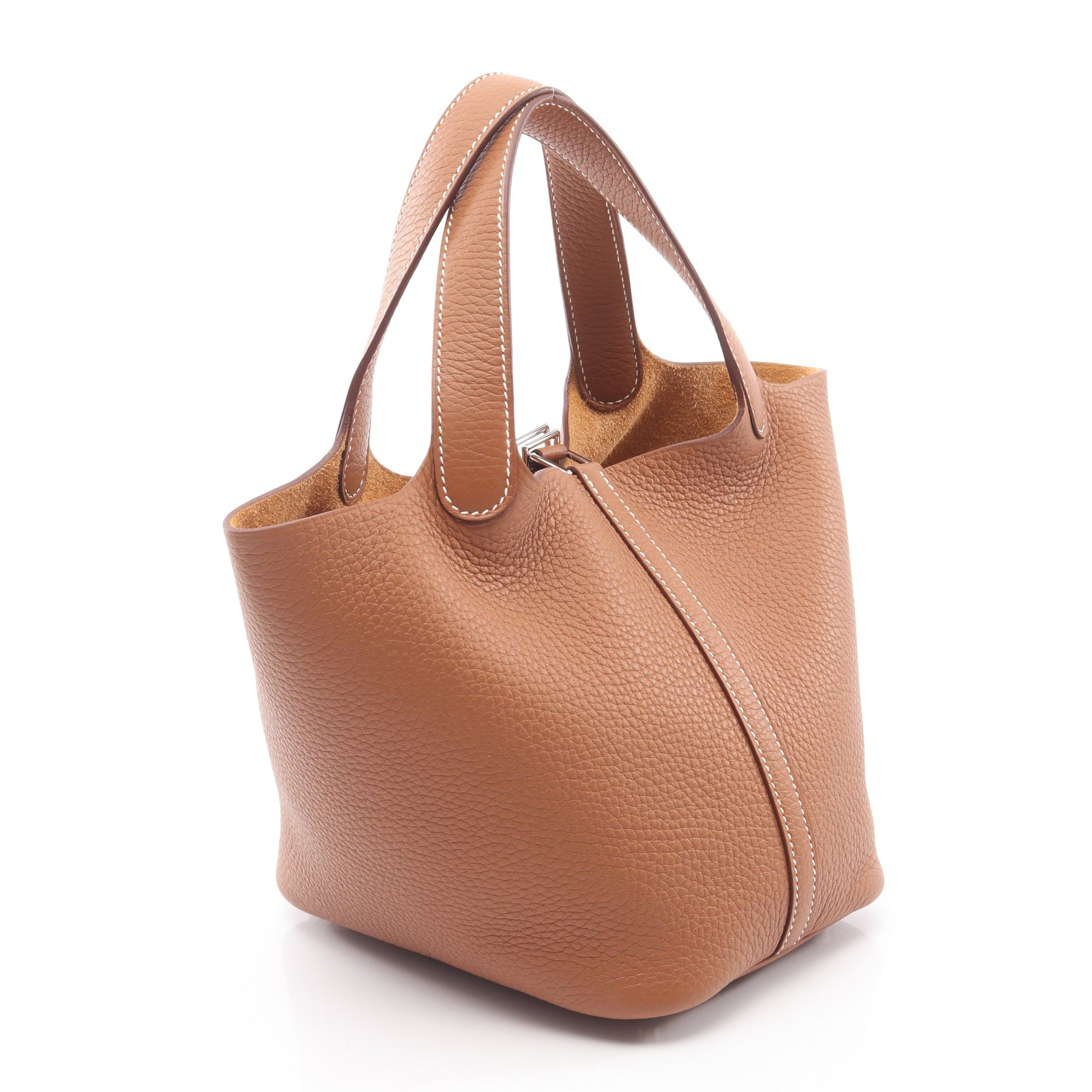 ピコタンロックPM ゴールド ハンドバッグ トリヨンクレマンス ブラウン シルバー金具 K刻印 エルメス バッグ HERMES
