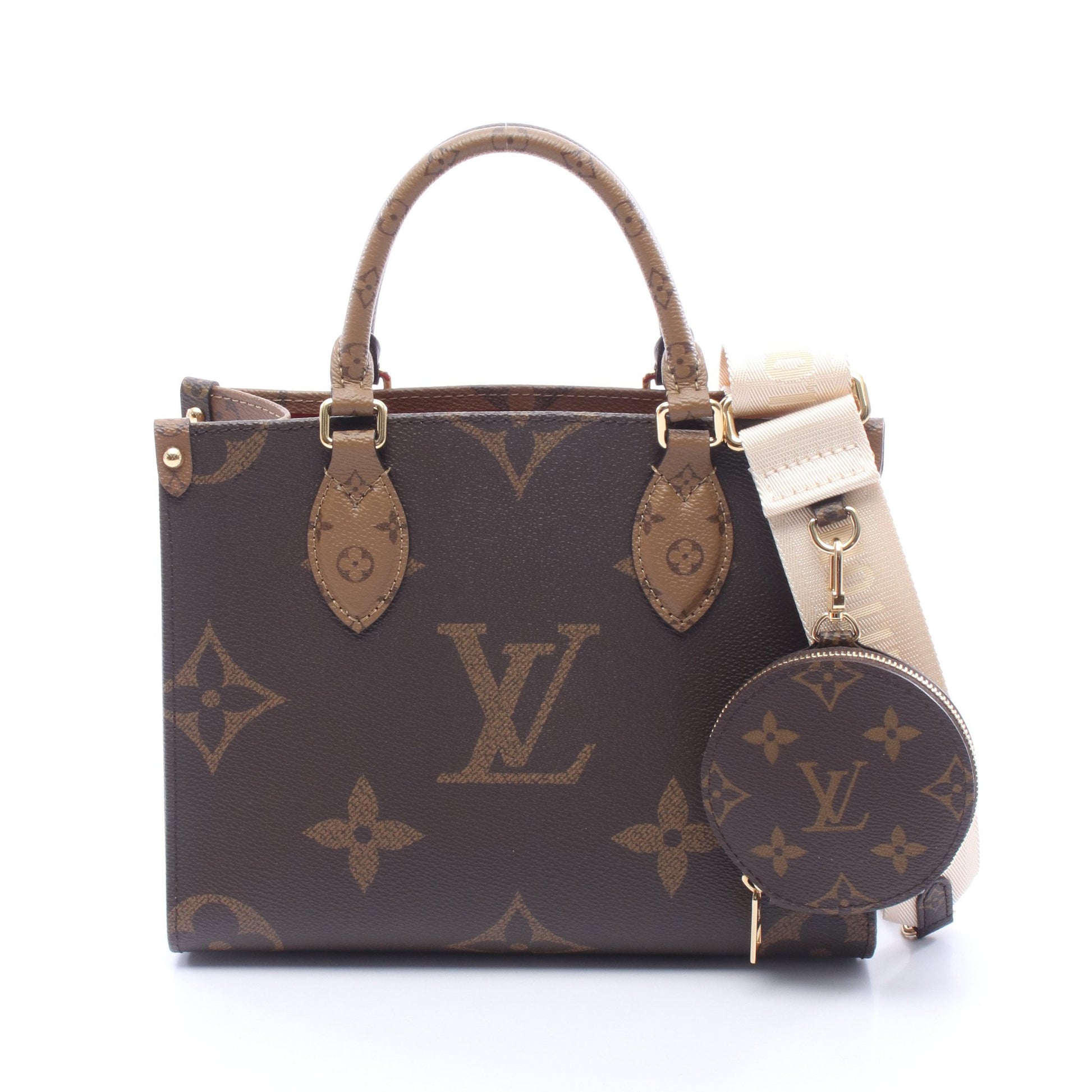 オンザゴーPM モノグラムジャイアント リバース 2WAY ハンドバッグ PVC ブラウン ベージュ ルイヴィトン バッグ LOUIS VUITTON