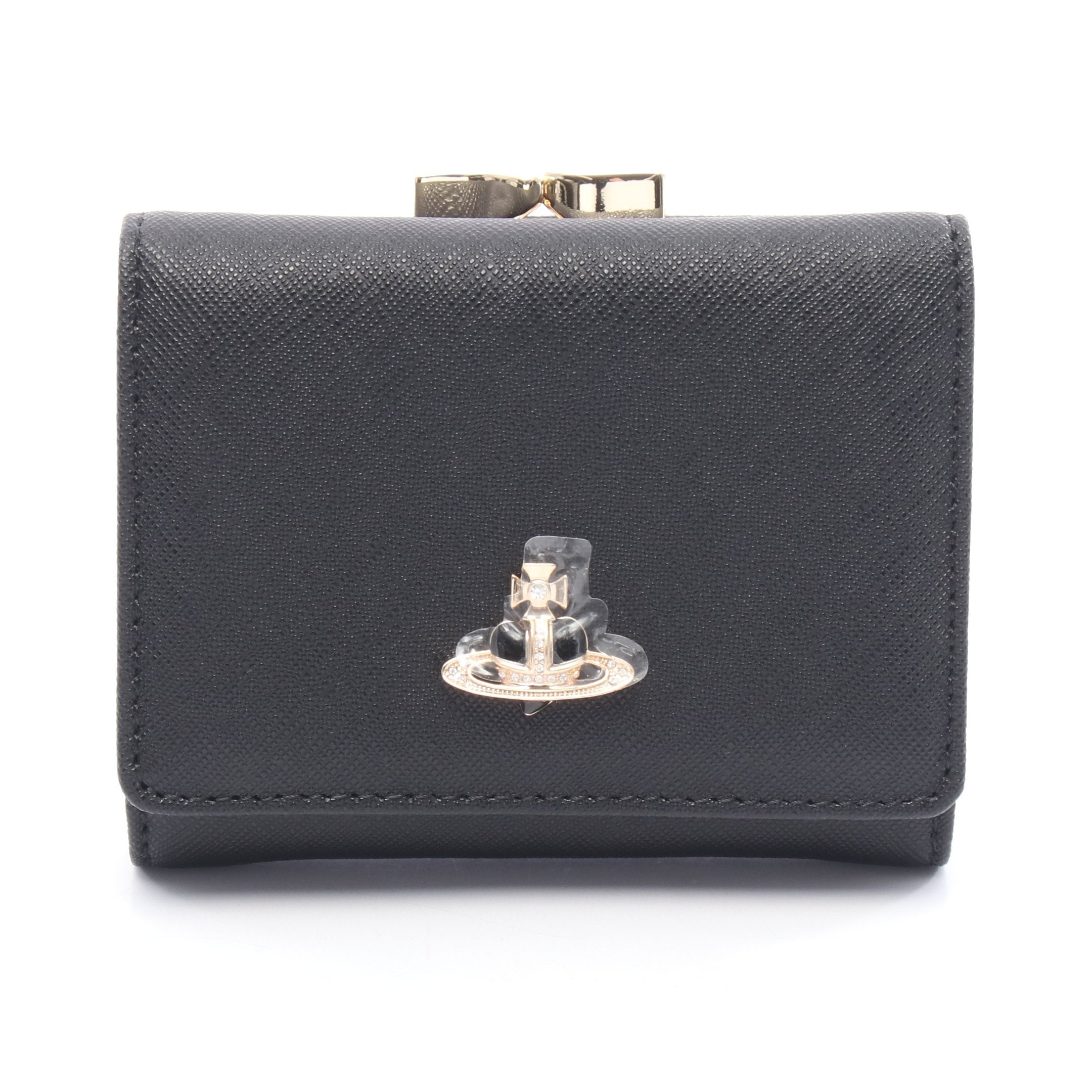 ヴィヴィアンウエストウッド Vivienne Westwood SMALL FRAME WALLET オーブ 三つ折り財布 財布 サフィアーノレザー レディース ブラック系 51010018L0040N401 【新品】 SMALL FRAME WALLET オーブ 三つ折り財布 サフィアーノレザー ブラック