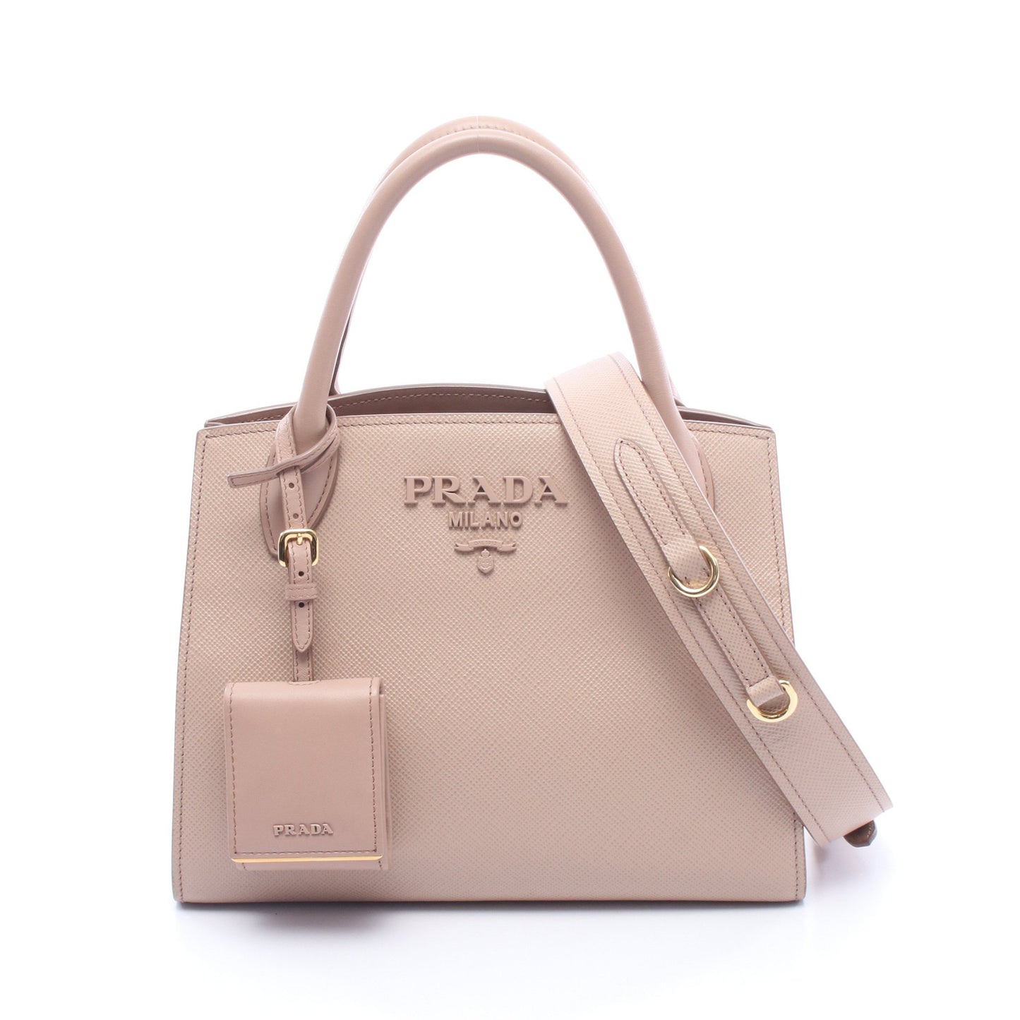 モノクローム 2WAY ハンドバッグ レザー ピンクベージュ プラダ バッグ PRADA
