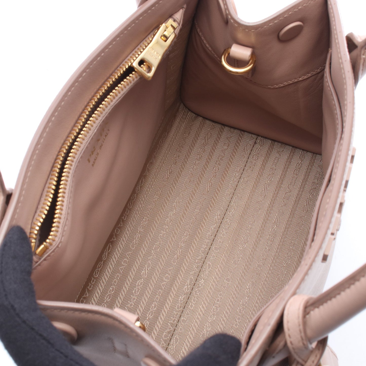 モノクローム 2WAY ハンドバッグ レザー ピンクベージュ プラダ バッグ PRADA