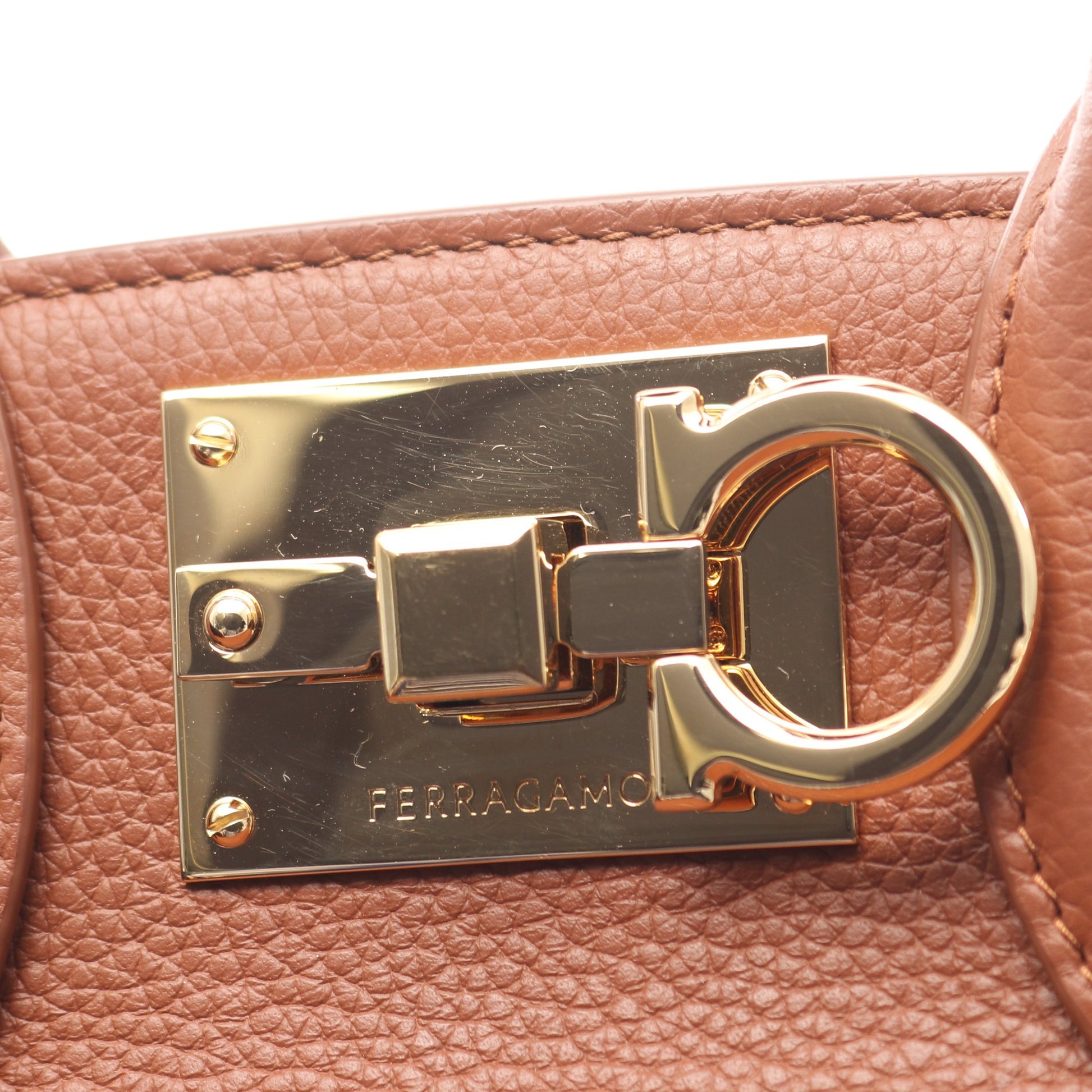 THE STUDIO21 2WAY ハンドバッグ レザー ブラウン フェラガモスポーツ バッグ Salvatore Ferragamo SPORT