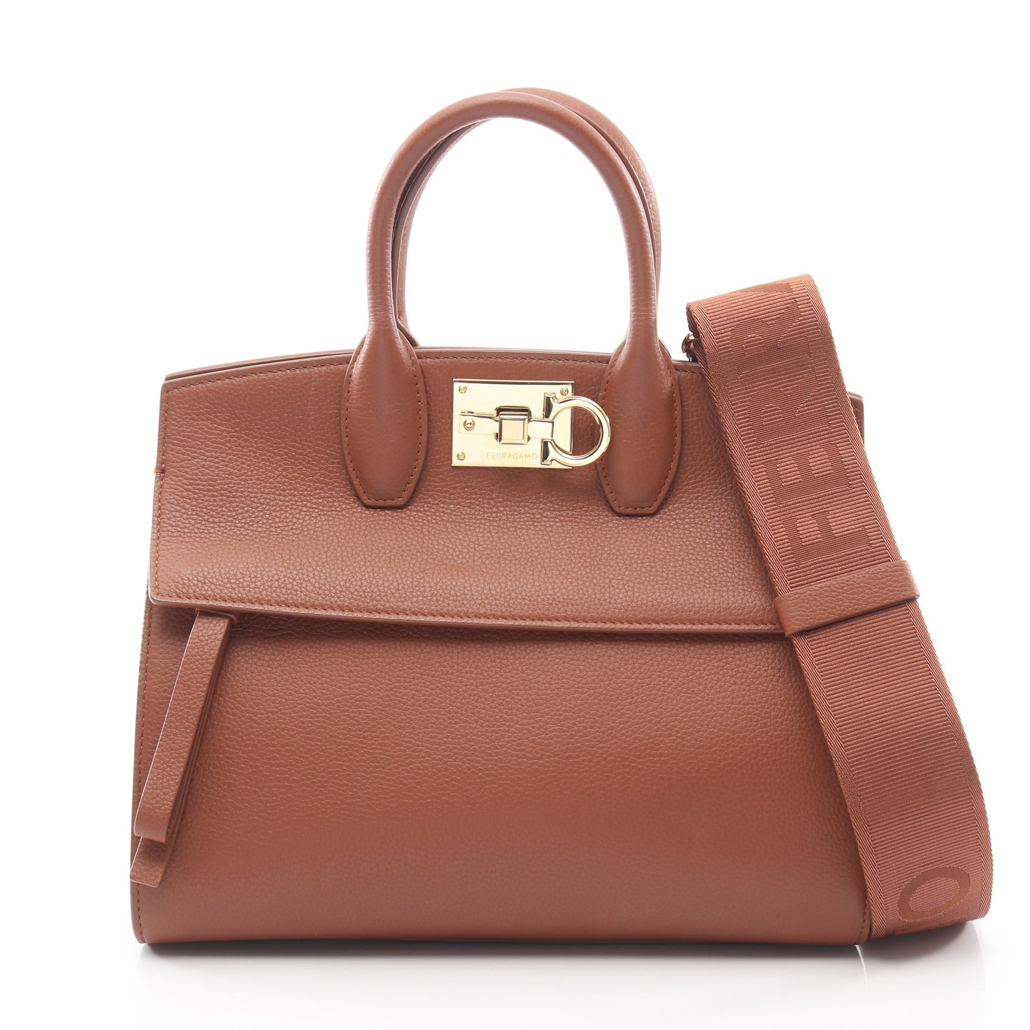 THE STUDIO21 2WAY ハンドバッグ レザー ブラウン フェラガモスポーツ バッグ Salvatore Ferragamo SPORT