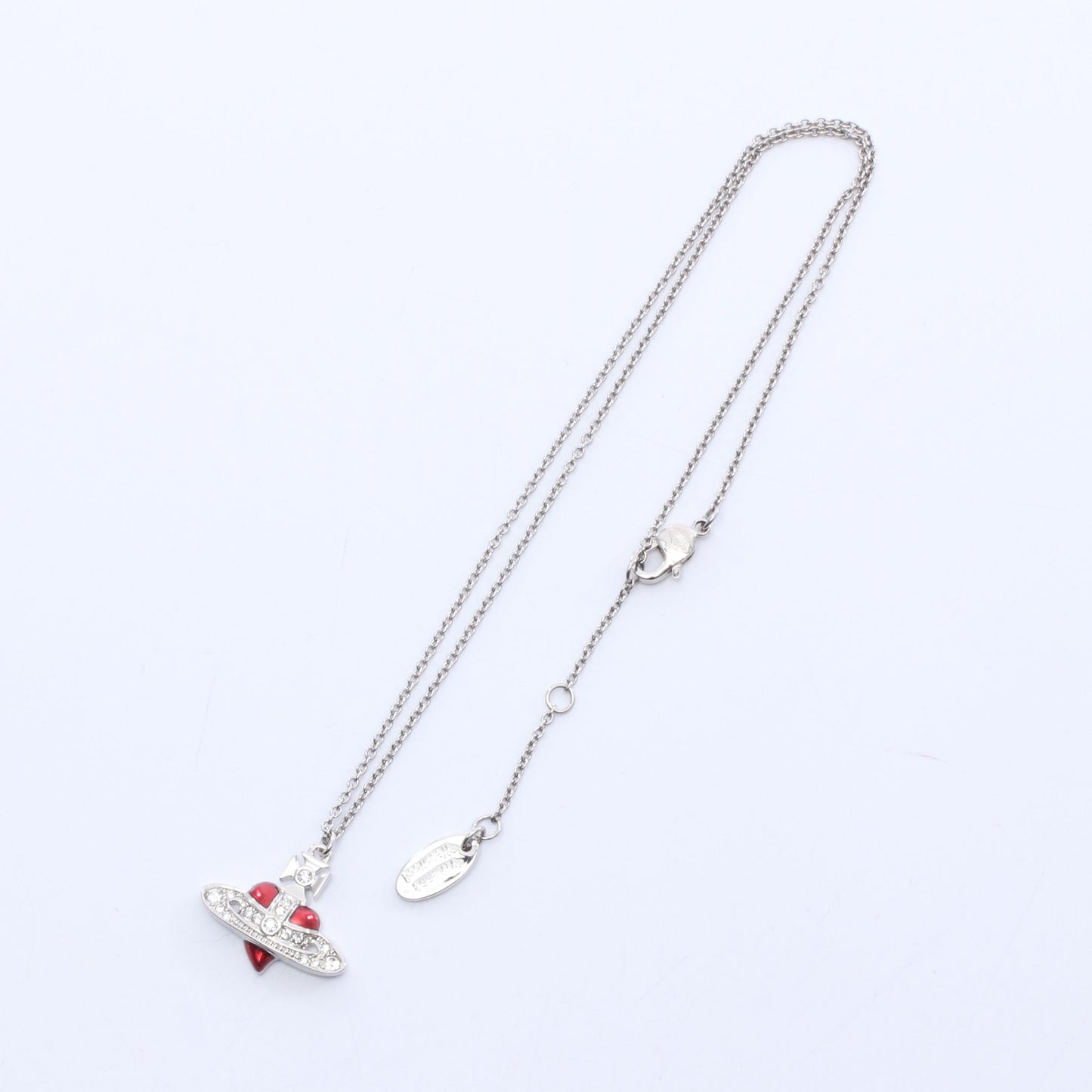 DIAMANTE HEART ネックレス ラインストーン シルバー レッド クリア ヴィヴィアンウエストウッド アクセサリー Vivienne Westwood