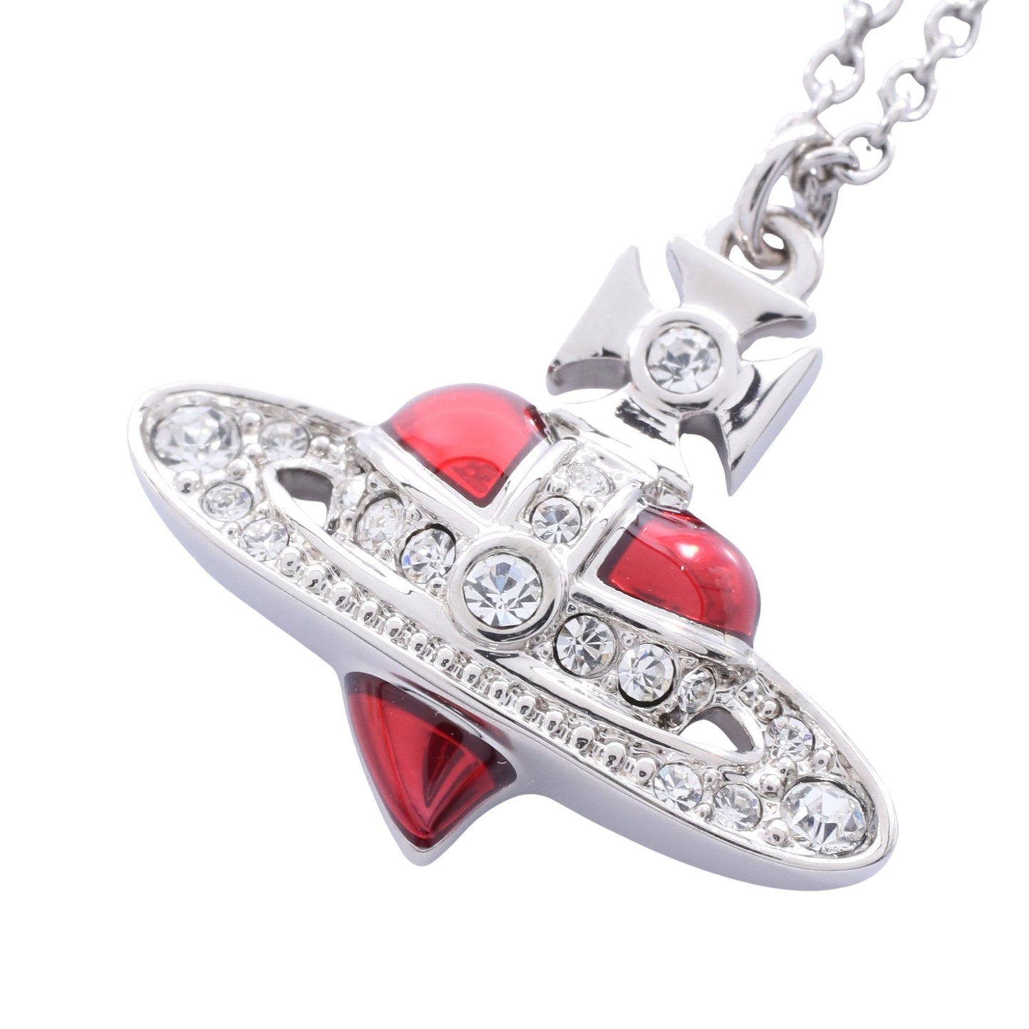 DIAMANTE HEART ネックレス ラインストーン シルバー レッド クリア ヴィヴィアンウエストウッド アクセサリー Vivienne Westwood