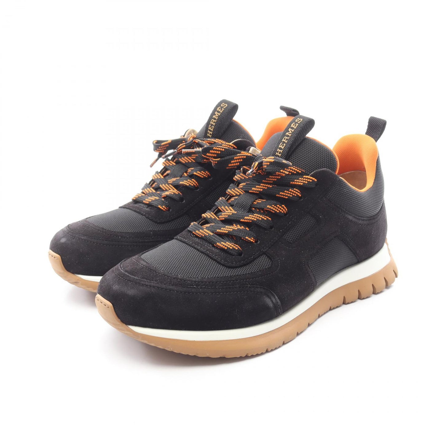ジミー スニーカー ファブリック スエード ブラック オレンジ エルメス シューズ HERMES