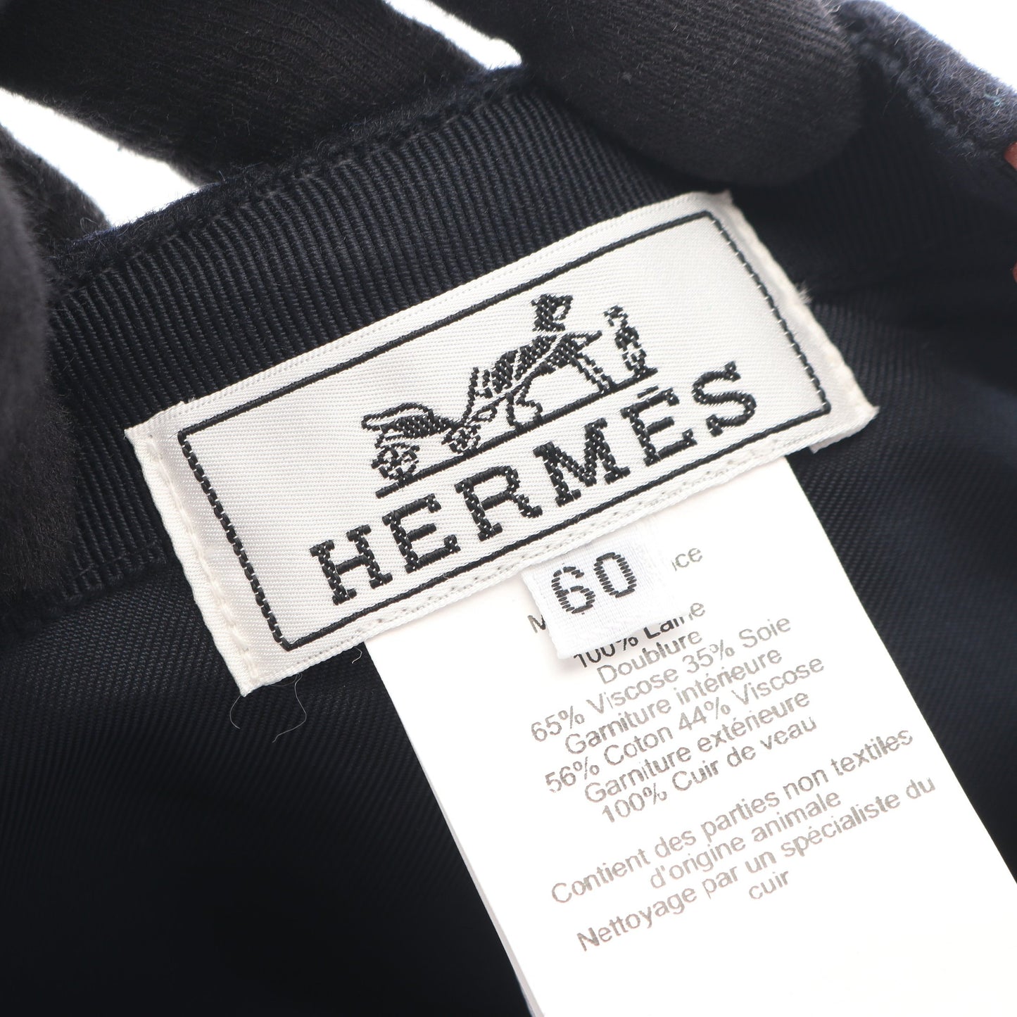 ライリー キャップ ウール レザー ブラック ライトブラウン エルメス 財布・小物 HERMES