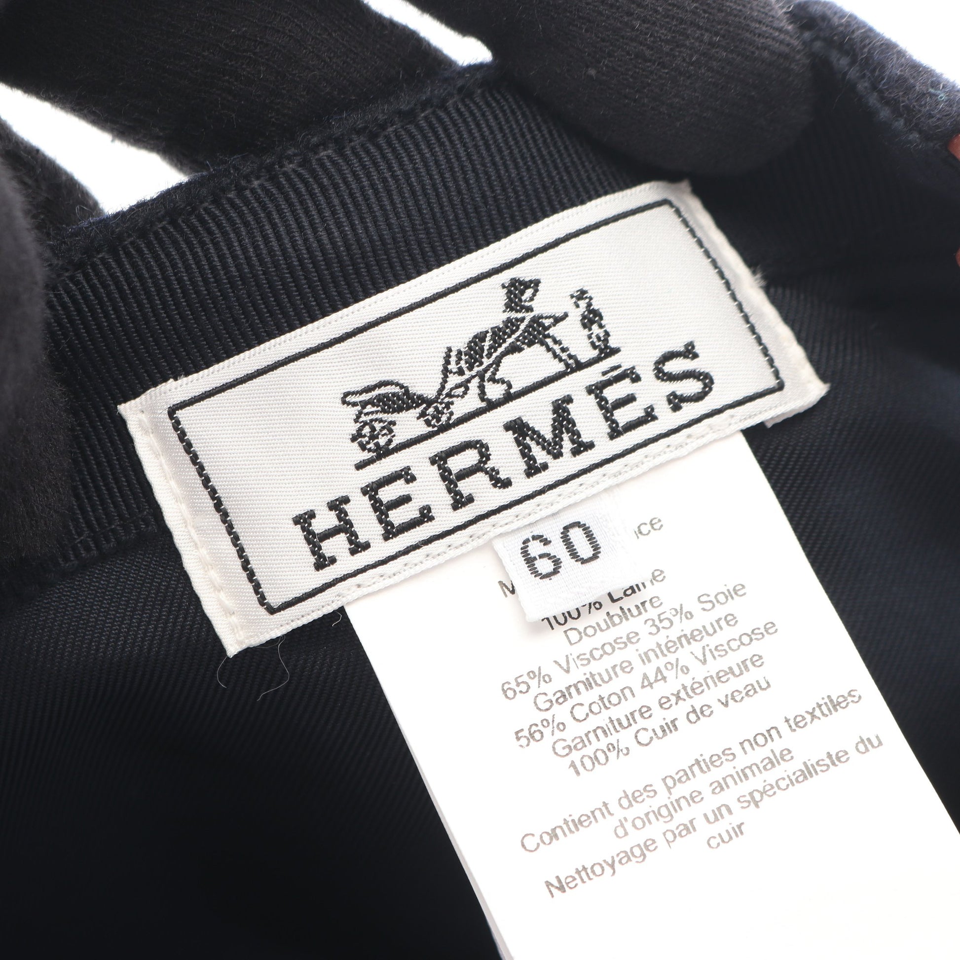 ライリー キャップ ウール レザー ブラック ライトブラウン エルメス 財布・小物 HERMES