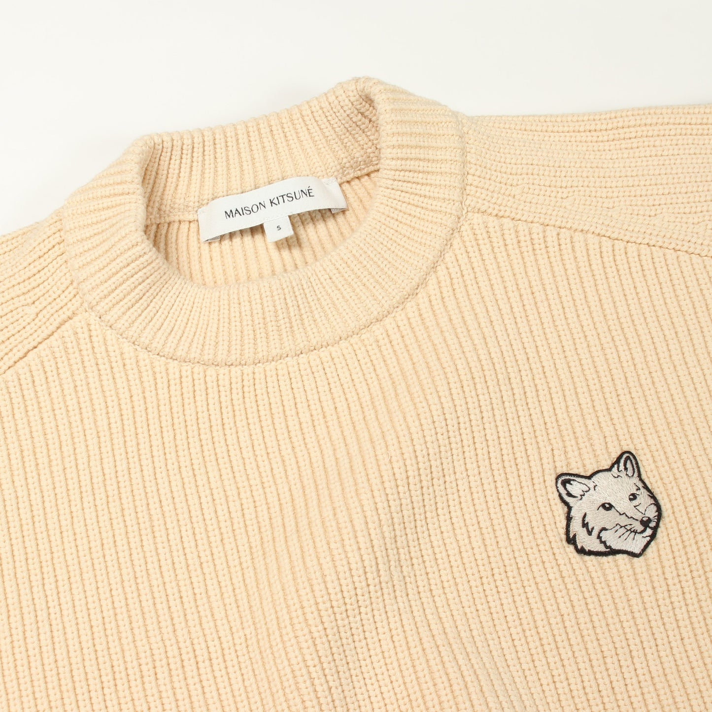 フォックスヘッド ニット コットン アイボリー メゾンキツネ トップス MAISON KITSUNE