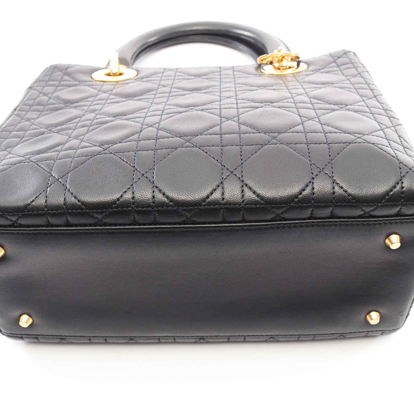 LADY DIOR レディディオール カナージュ 2WAY ハンドバッグ レザー ブラック クリスチャンディオール バッグ Christian Dior