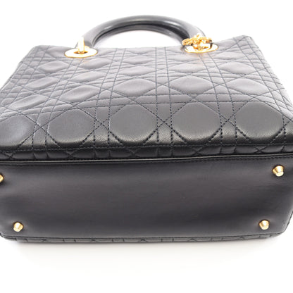 LADY DIOR レディディオール カナージュ 2WAY ハンドバッグ レザー ブラック クリスチャンディオール バッグ Christian Dior
