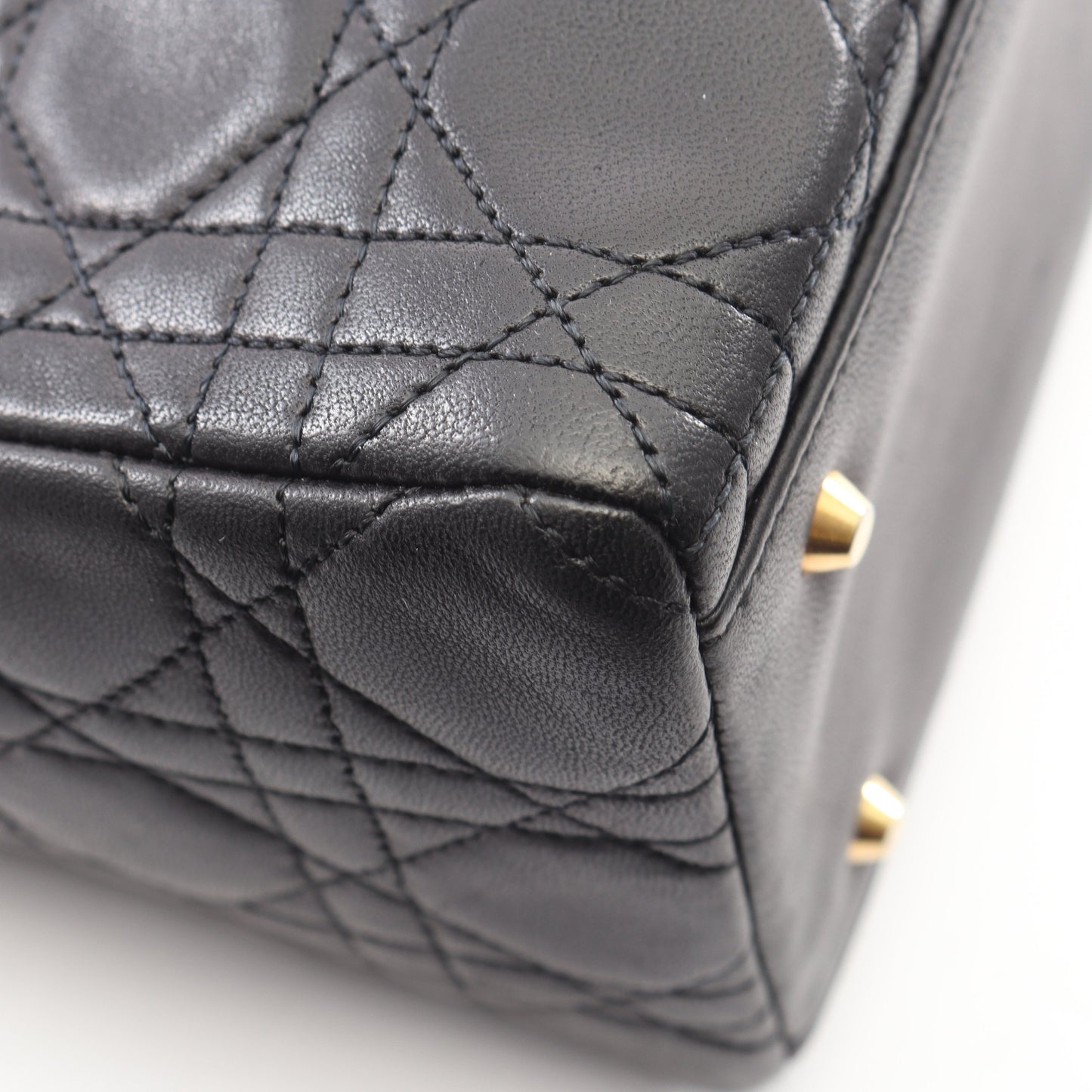 LADY DIOR レディディオール カナージュ 2WAY ハンドバッグ レザー ブラック クリスチャンディオール バッグ Christian Dior