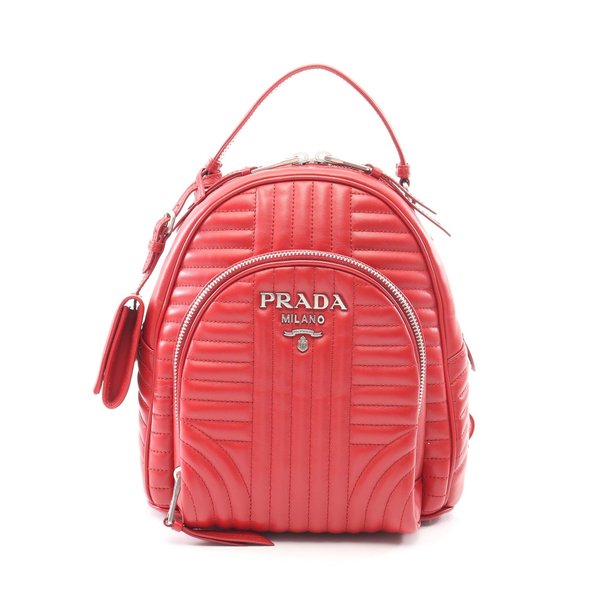 ダイアグラム バックパック リュックサック レザー レッド プラダ バッグ PRADA
