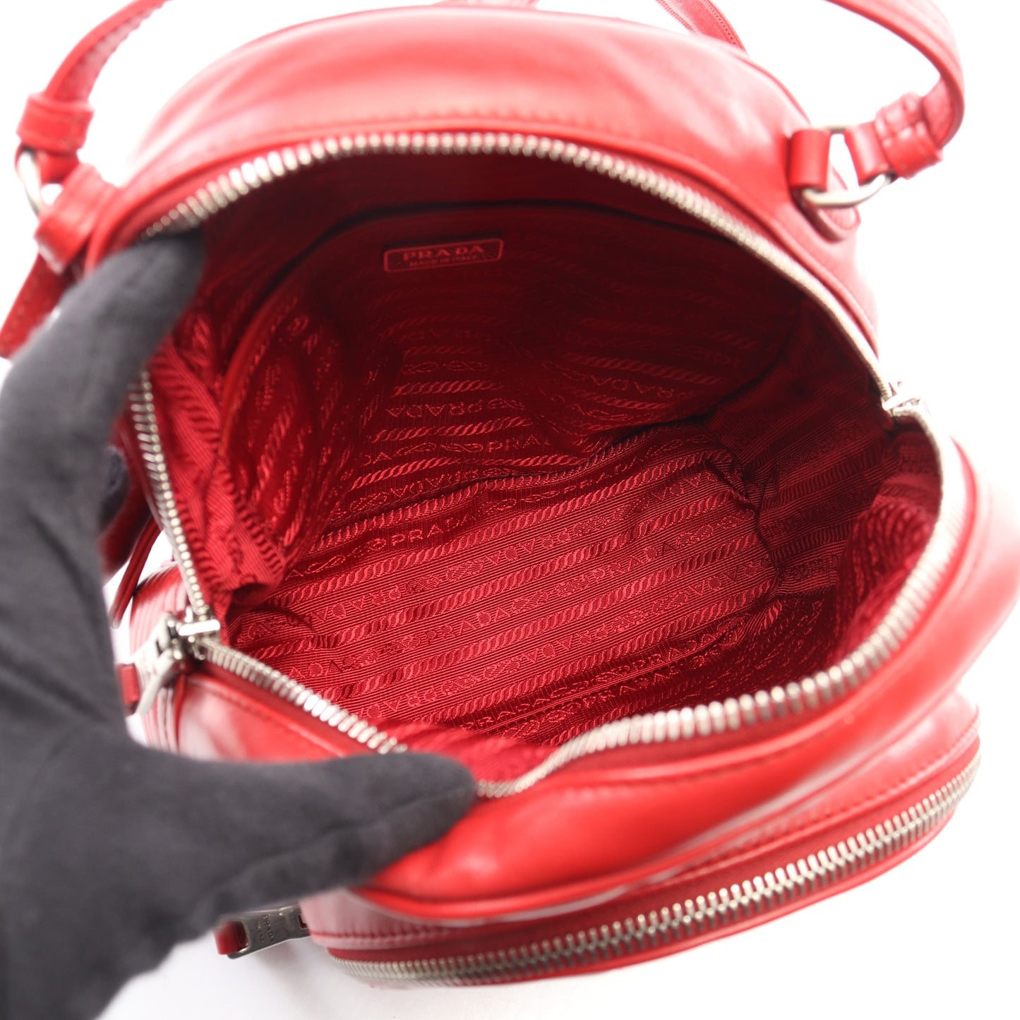 ダイアグラム バックパック リュックサック レザー レッド プラダ バッグ PRADA