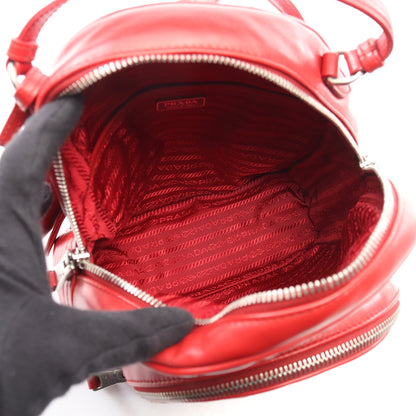 ダイアグラム バックパック リュックサック レザー レッド プラダ バッグ PRADA