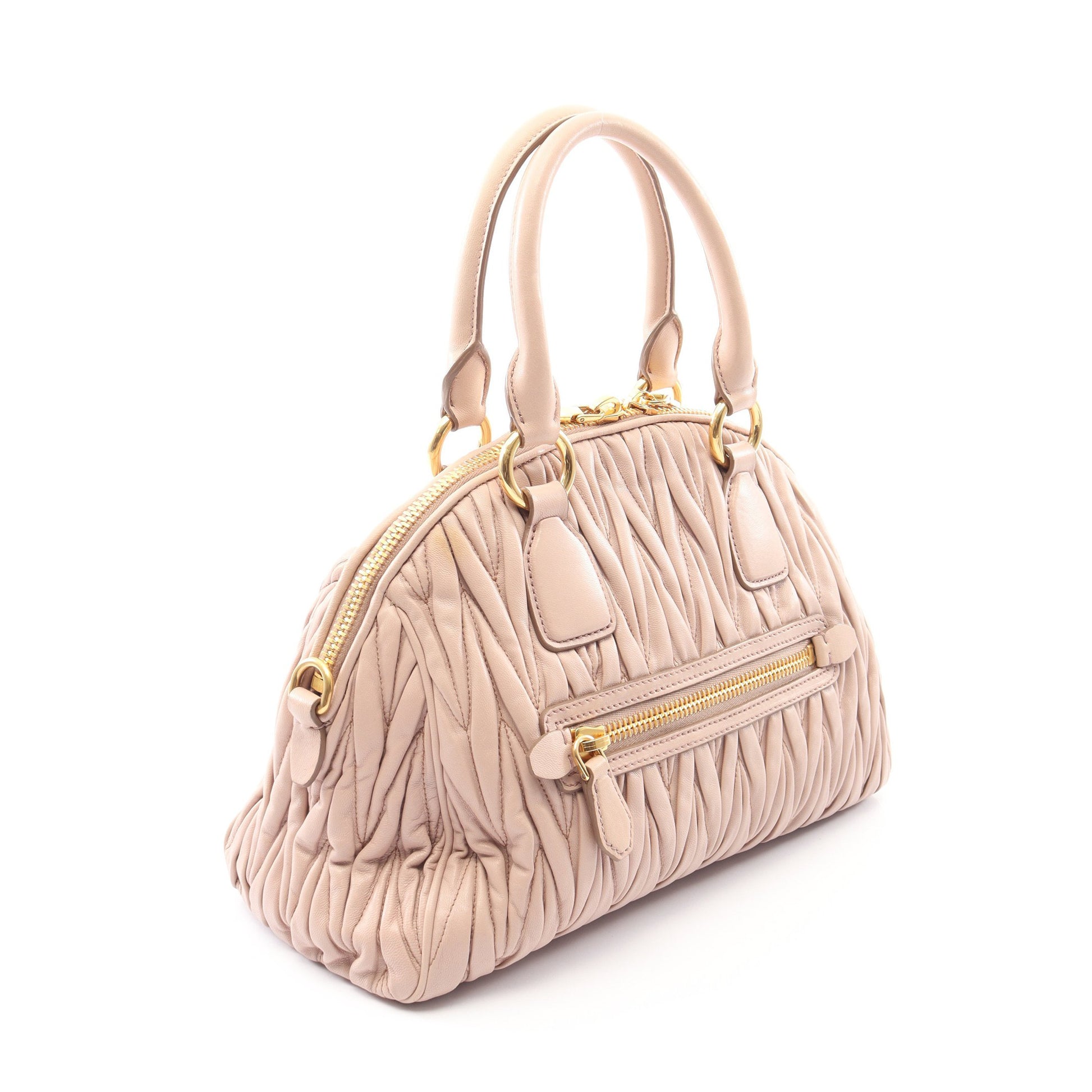 マテラッセ 2WAY ハンドバッグ レザー ピンクベージュ ミュウミュウ バッグ miu miu