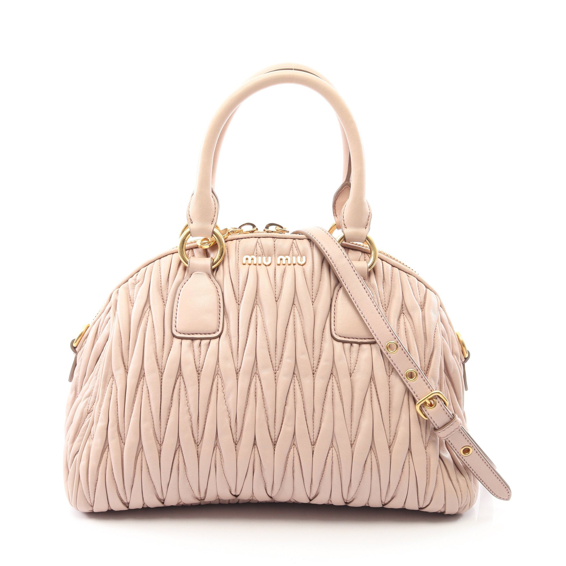 マテラッセ 2WAY ハンドバッグ レザー ピンクベージュ ミュウミュウ バッグ miu miu