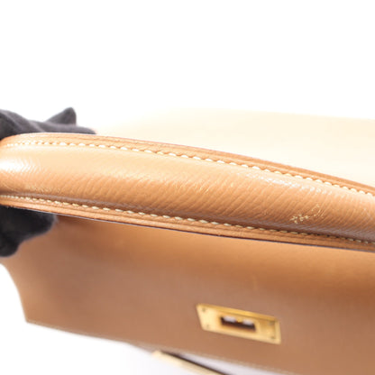 ケリー32 ナチュラル 外縫い 2WAY ハンドバッグ クシュベル ベージュ ゴールド金具 □B刻印 エルメス バッグ HERMES