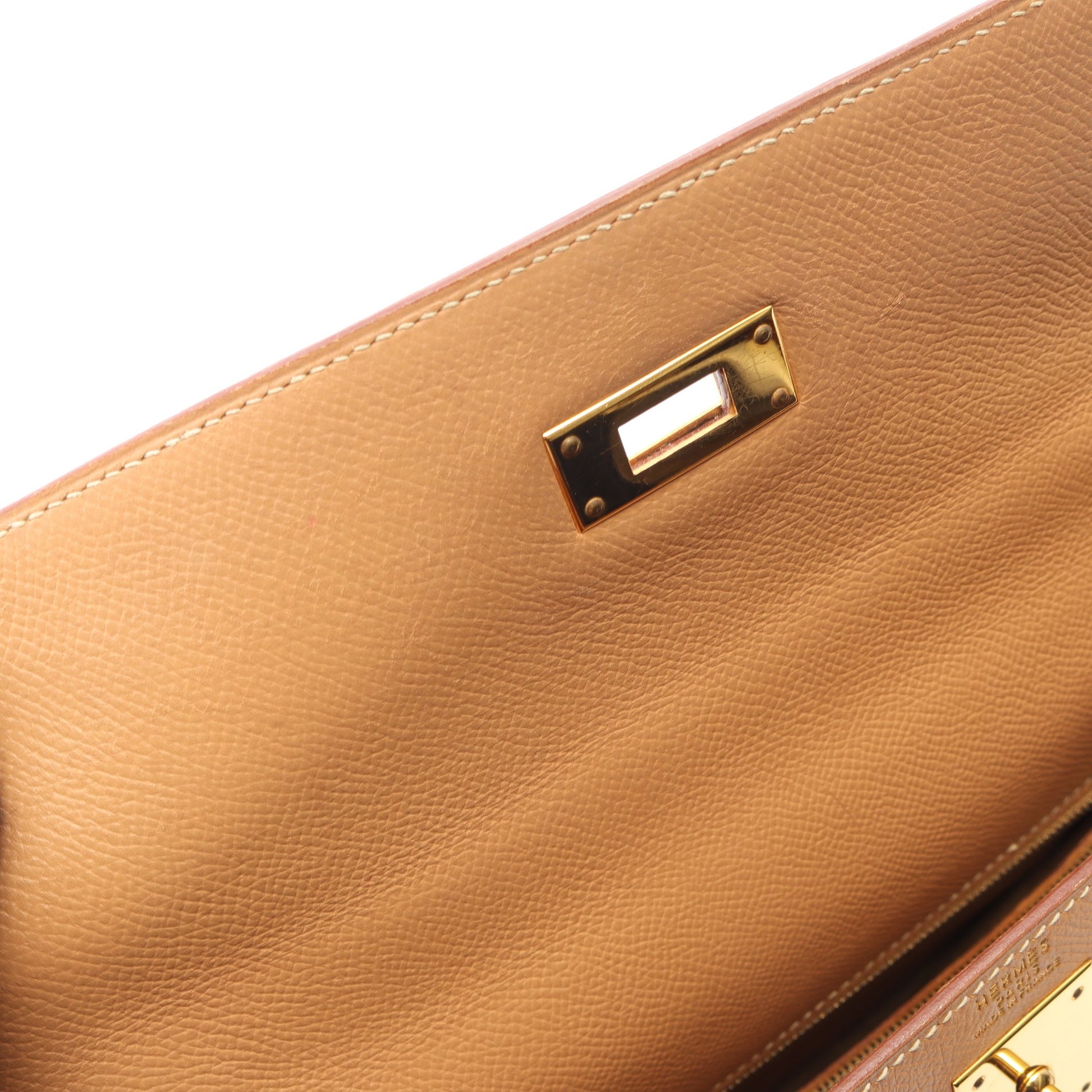 ケリー32 ナチュラル 外縫い 2WAY ハンドバッグ クシュベル ベージュ ゴールド金具 □B刻印 エルメス バッグ HERMES